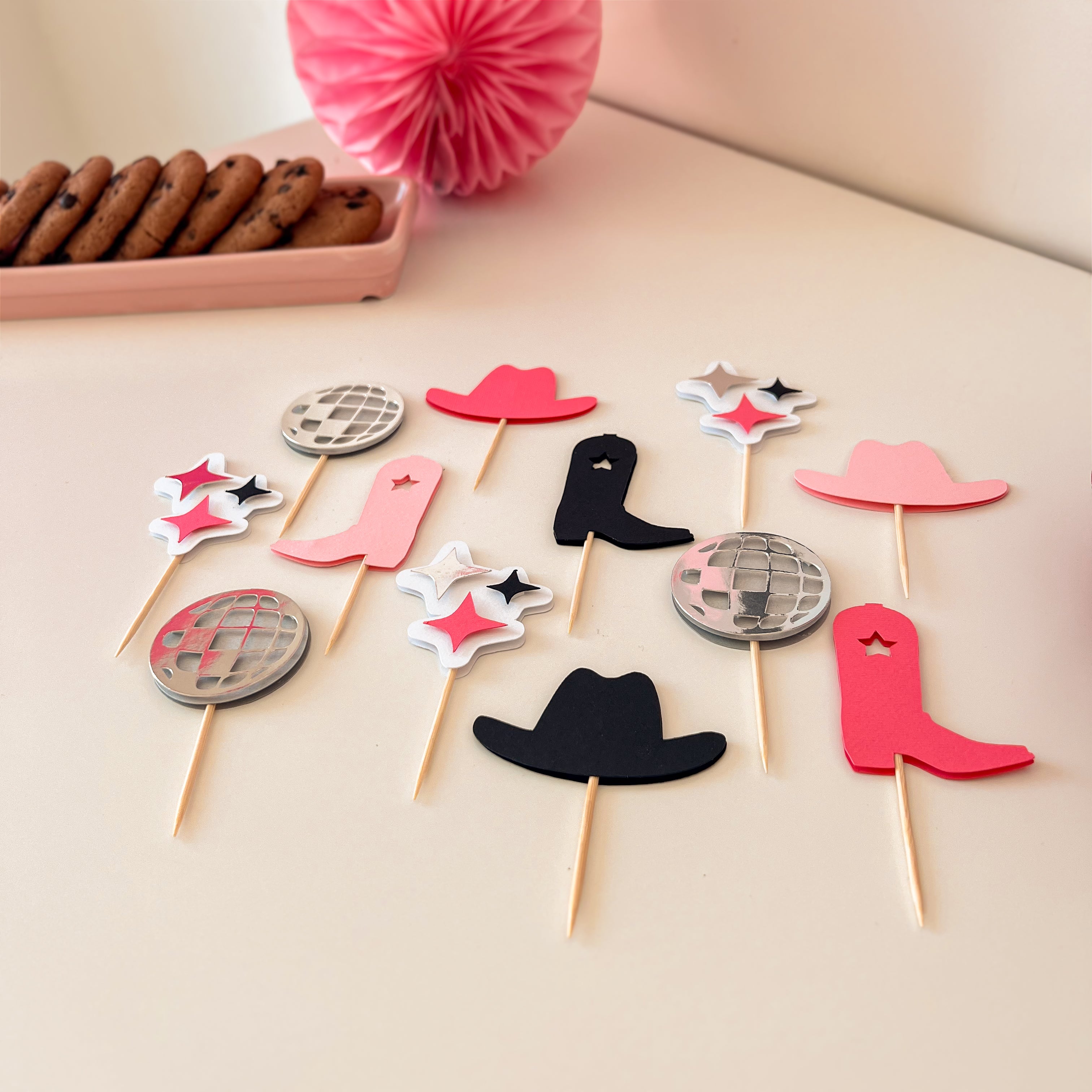 Girl Cowboy Rodeo Cupcake Toppers Disco Cowgirl Birthday Wild West Party 