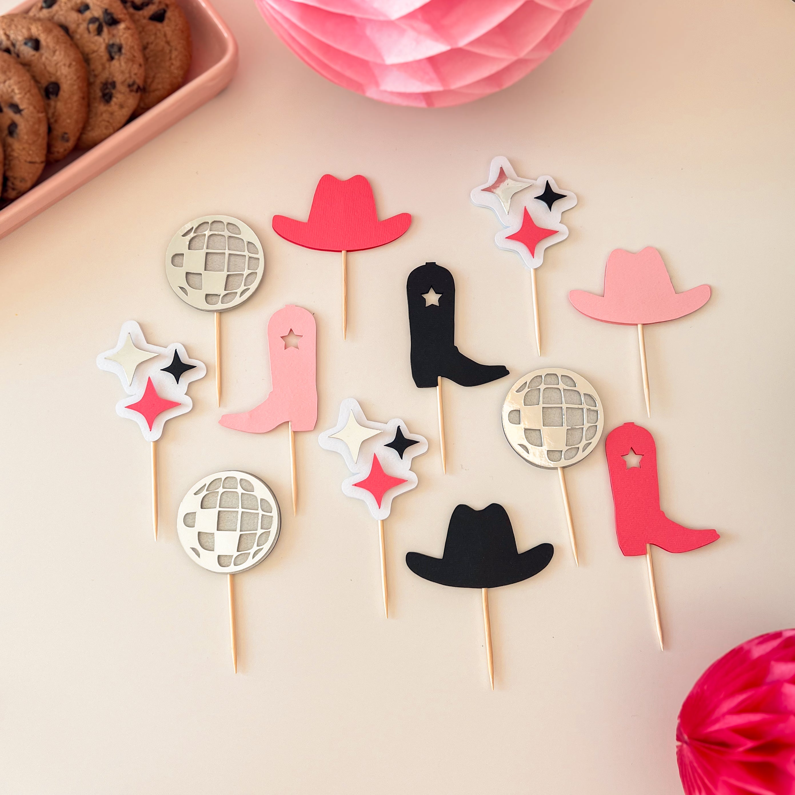  Cowboy Rodeo Cupcake Toppers My First Rodeo Pink Wild West Party