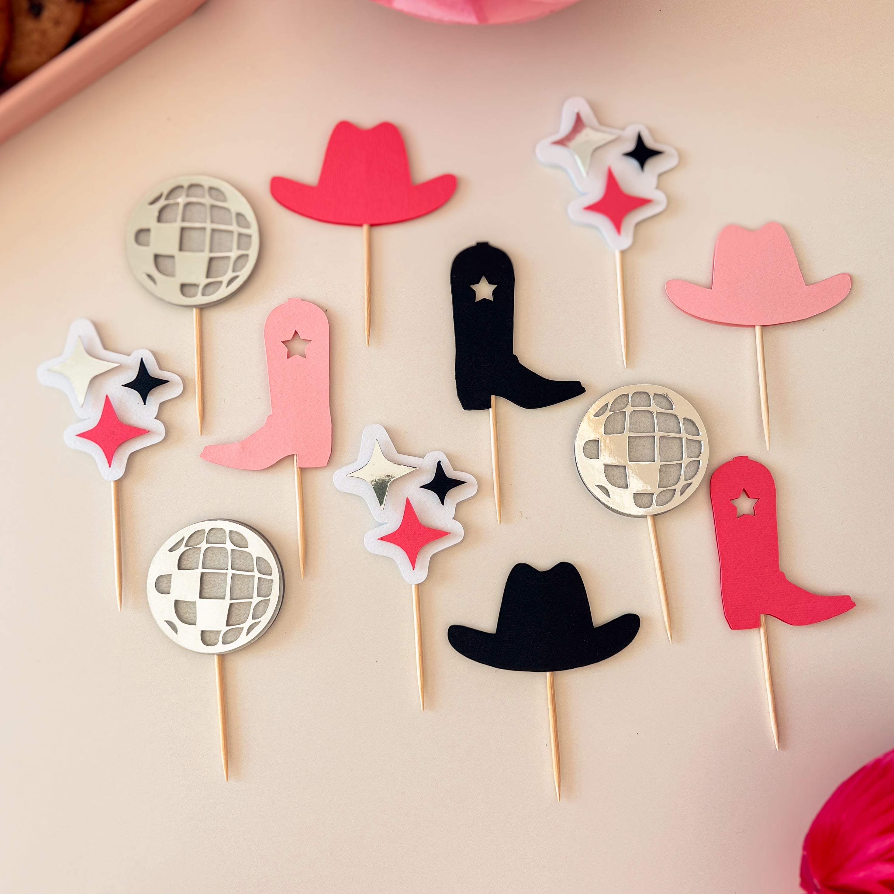 Girl Cowboy Rodeo Cupcake Toppers Disco Cowgirl Birthday Wild West Party 