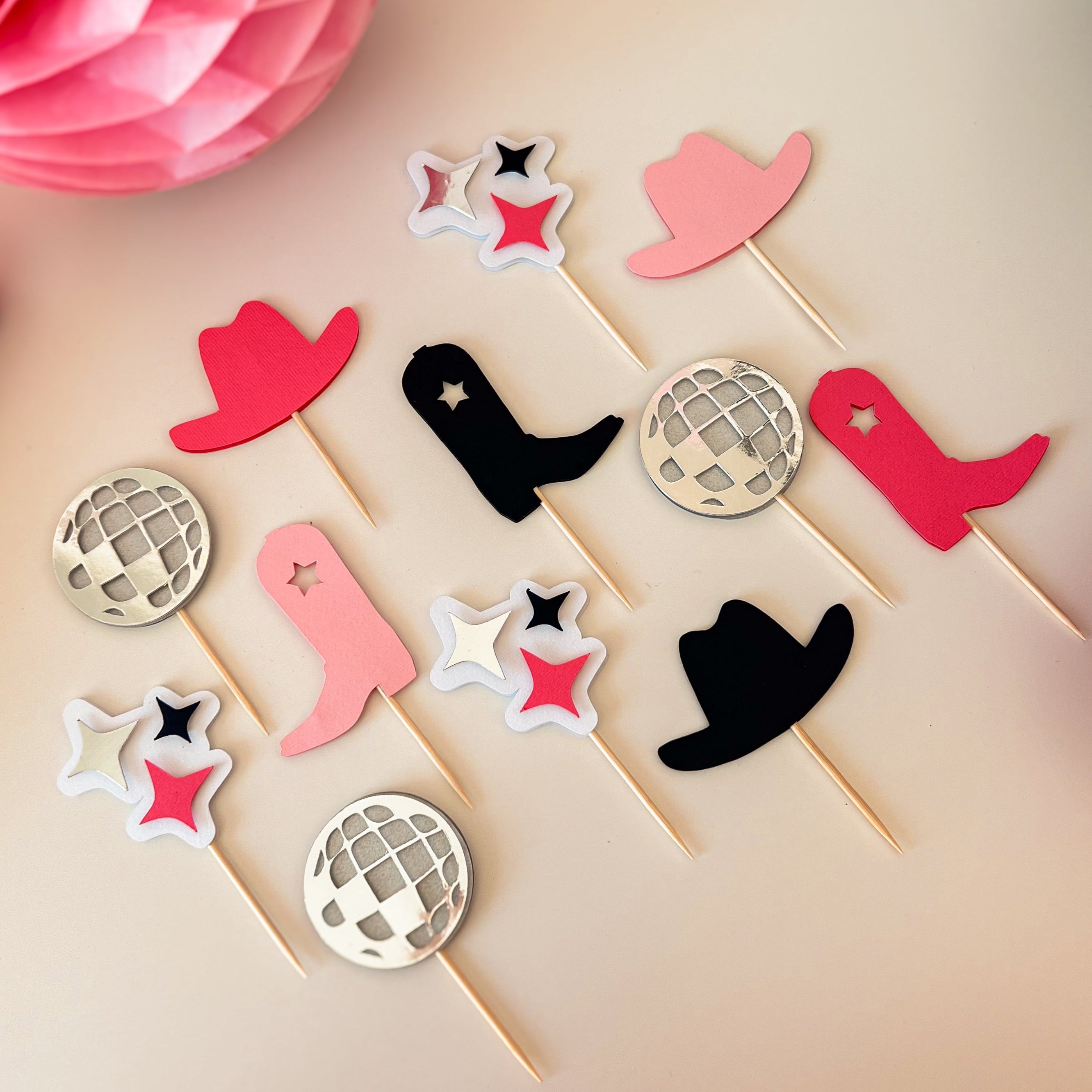 Girl Cowboy Rodeo Cupcake Toppers Disco Cowgirl Birthday Wild West Party 