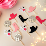  Cowboy Rodeo Cupcake Toppers My First Rodeo Pink Wild West Party