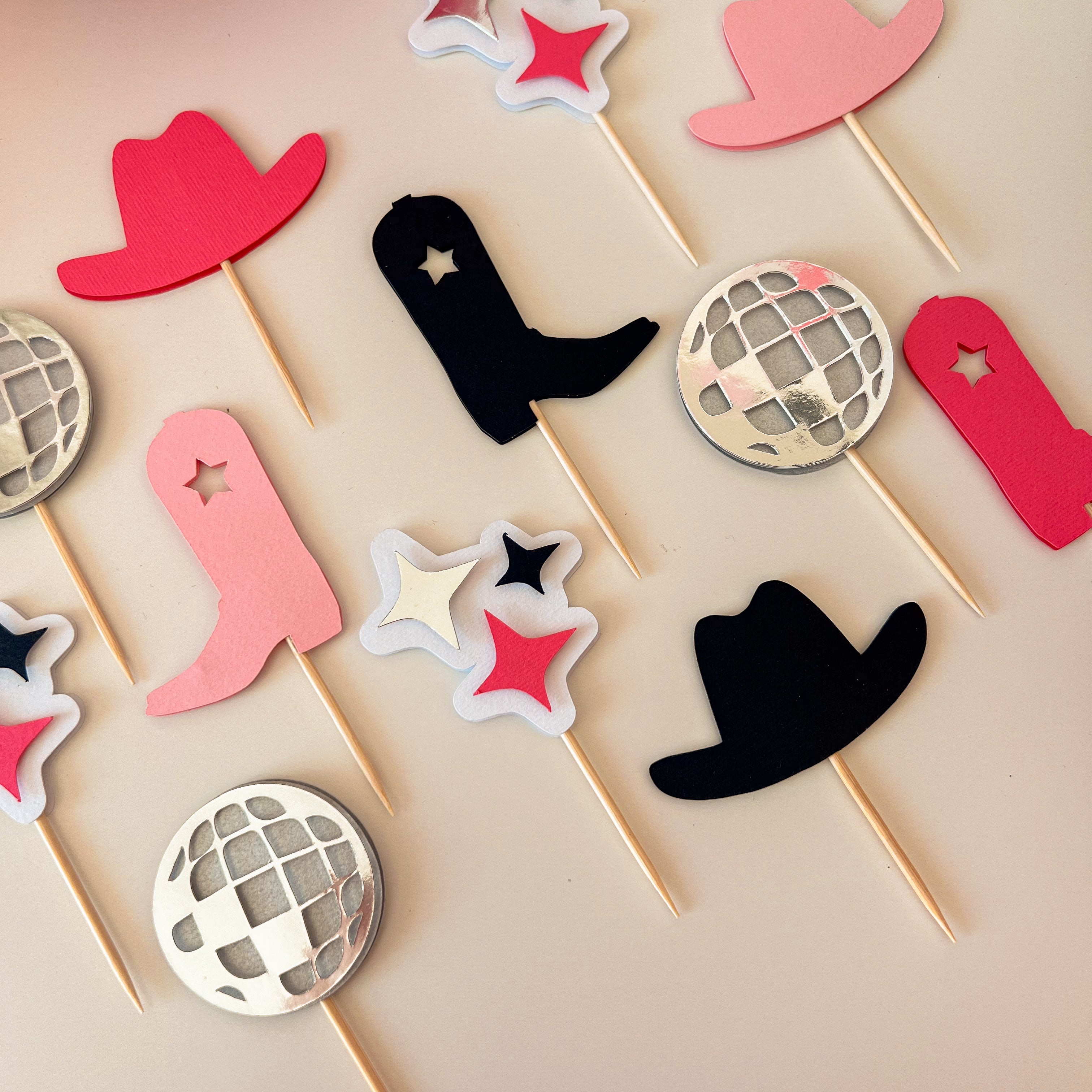 Cowboy Rodeo Cupcake Toppers My First Rodeo Pink Wild West Party