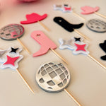  Cowboy Rodeo Cupcake Toppers My First Rodeo Pink Wild West Party