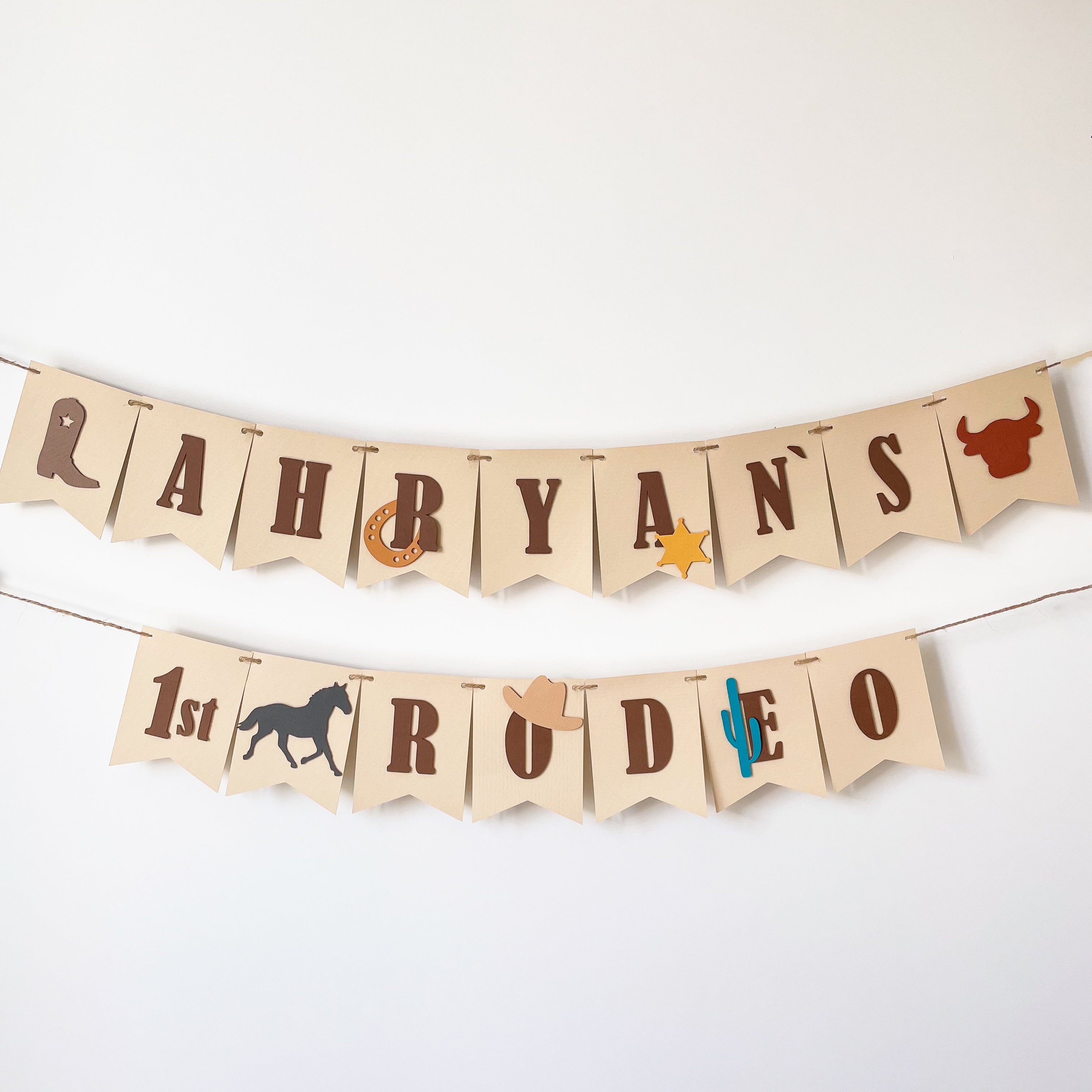 Cowboy Birthday Happy Bithday Banner Cowboy Rodeo Birthday Banner Cowboy 1st Birthday Banner My First Rodeo Wild West Party Cowboy themed and My 1st Rodeo Party