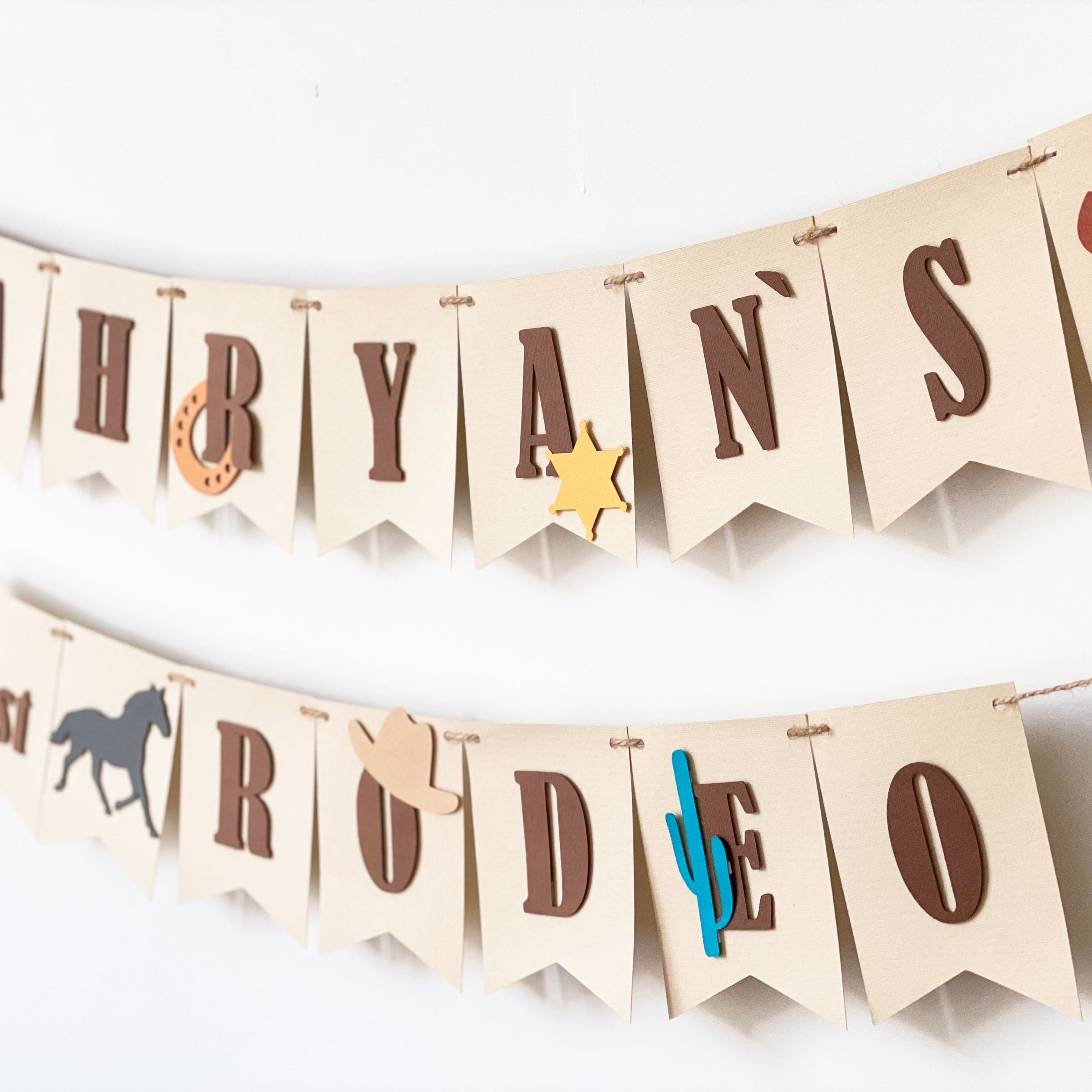 Cowboy Birthday Happy Bithday Banner Cowboy Rodeo Birthday Banner Cowboy 1st Birthday Banner My First Rodeo Wild West Party Cowboy themed and My 1st Rodeo Party