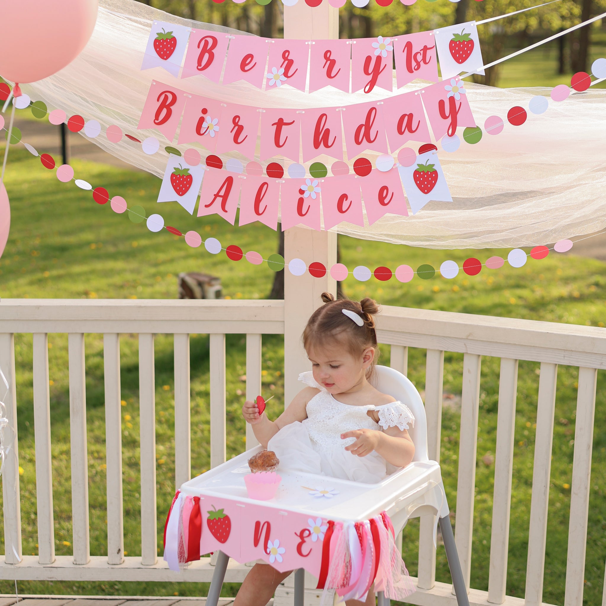 Berry Birthday Banner, Sweet Berry One, Strawberry Party Decorations