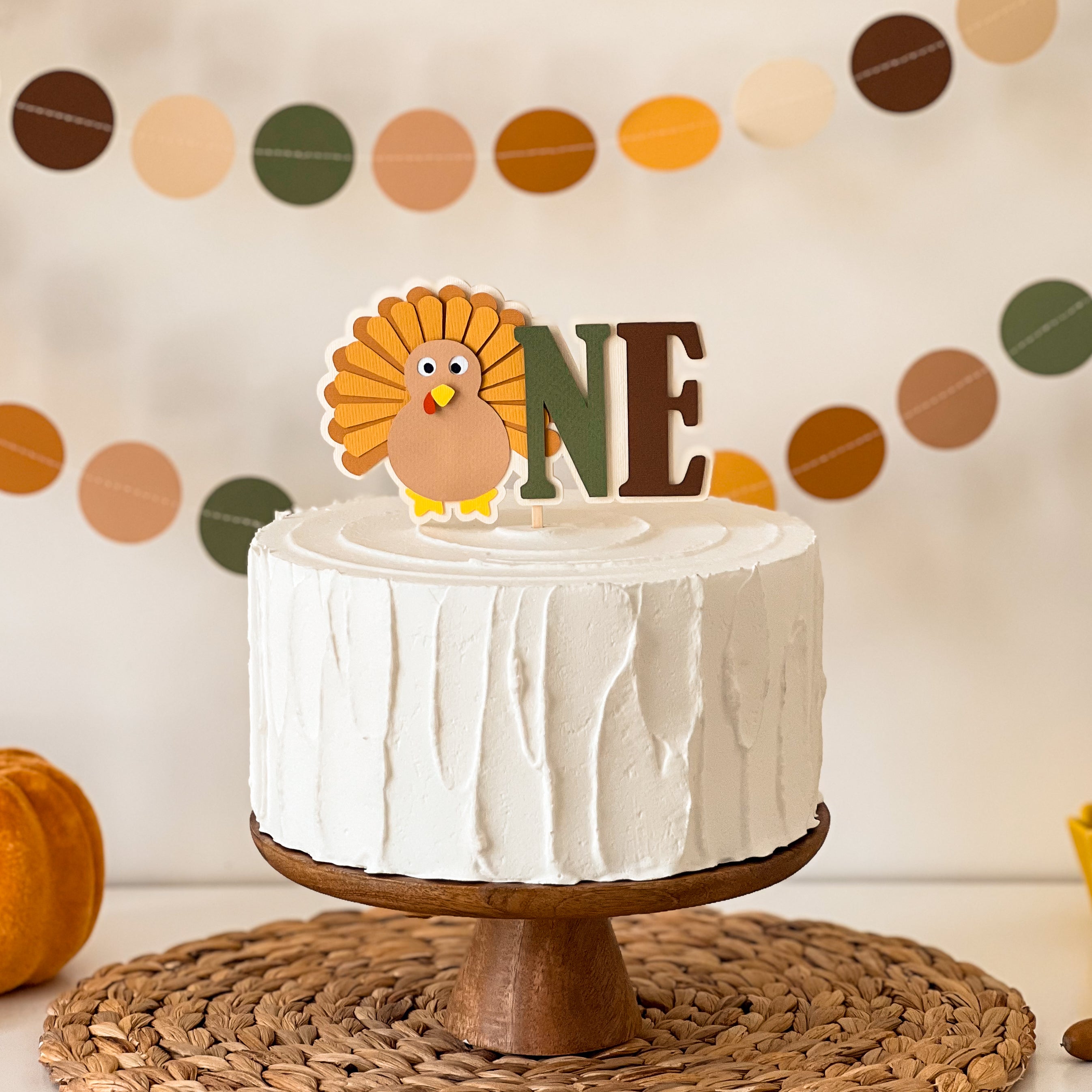 Turkey One Cake Topper Thanksgiving Birthday Fall Autumn 1st Birthday