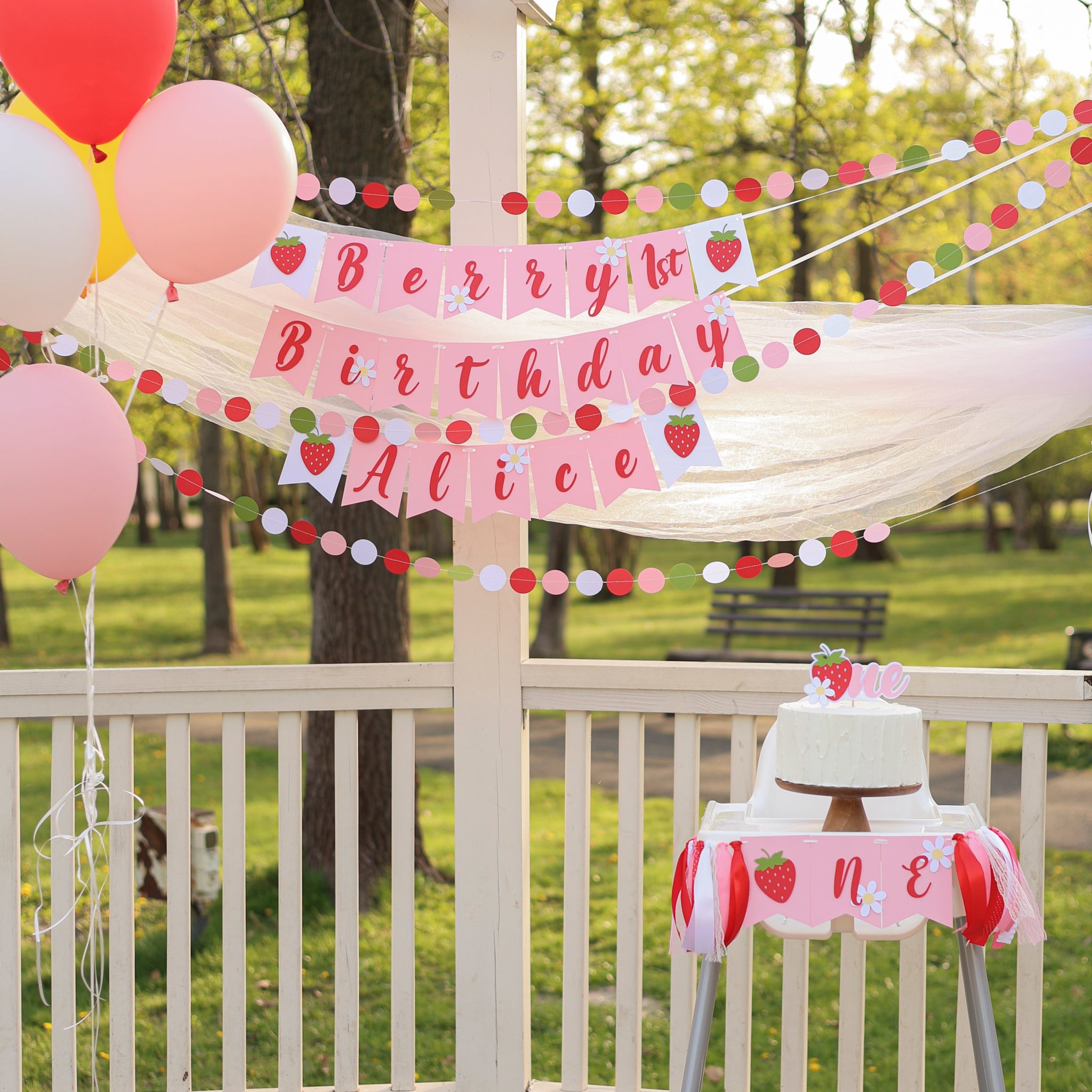 Berry One Highchair Banner, Berry One to be One, Strawberry Party Decorations