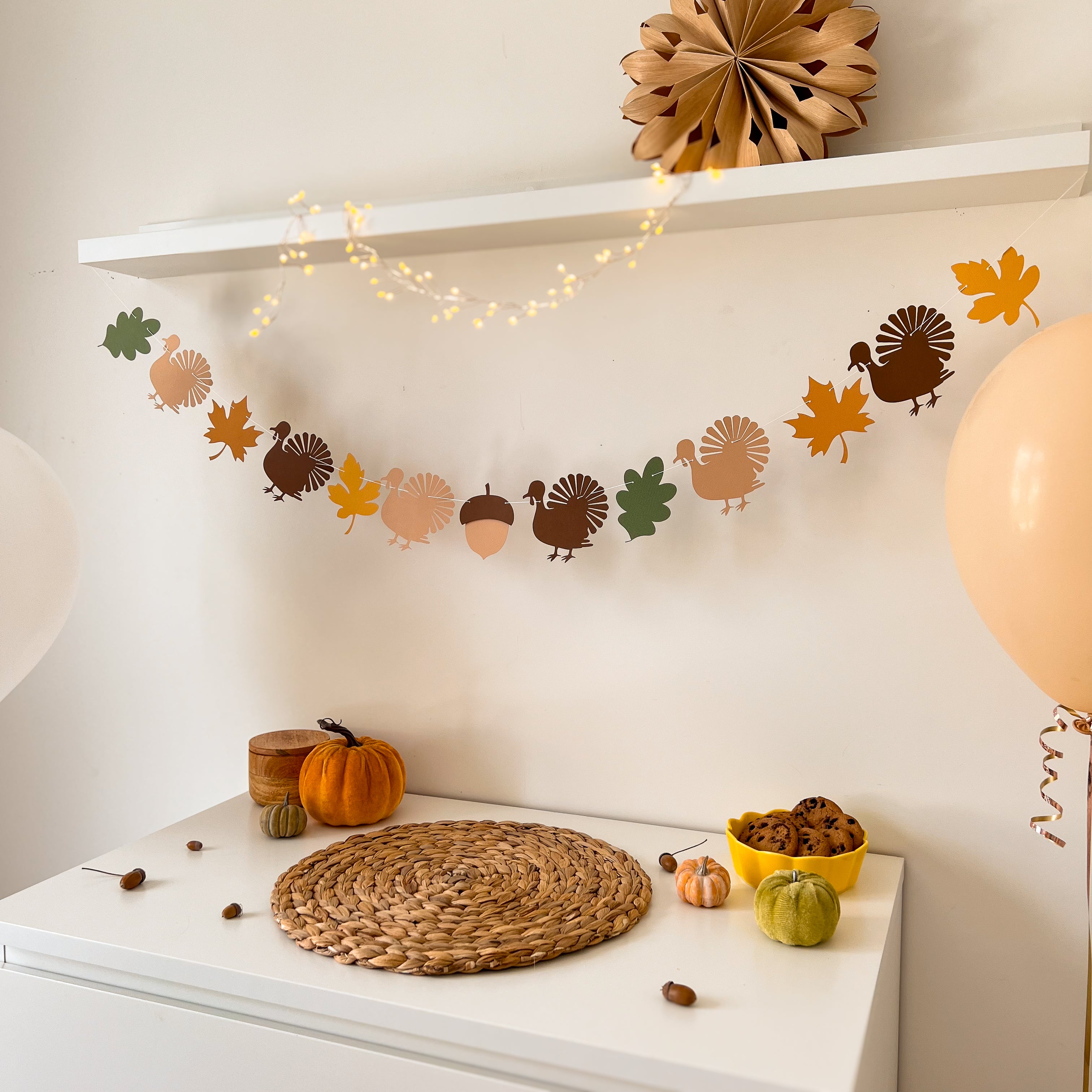 Turkey Garland Thanksgiving Decorations Fall Autumn Birthday 