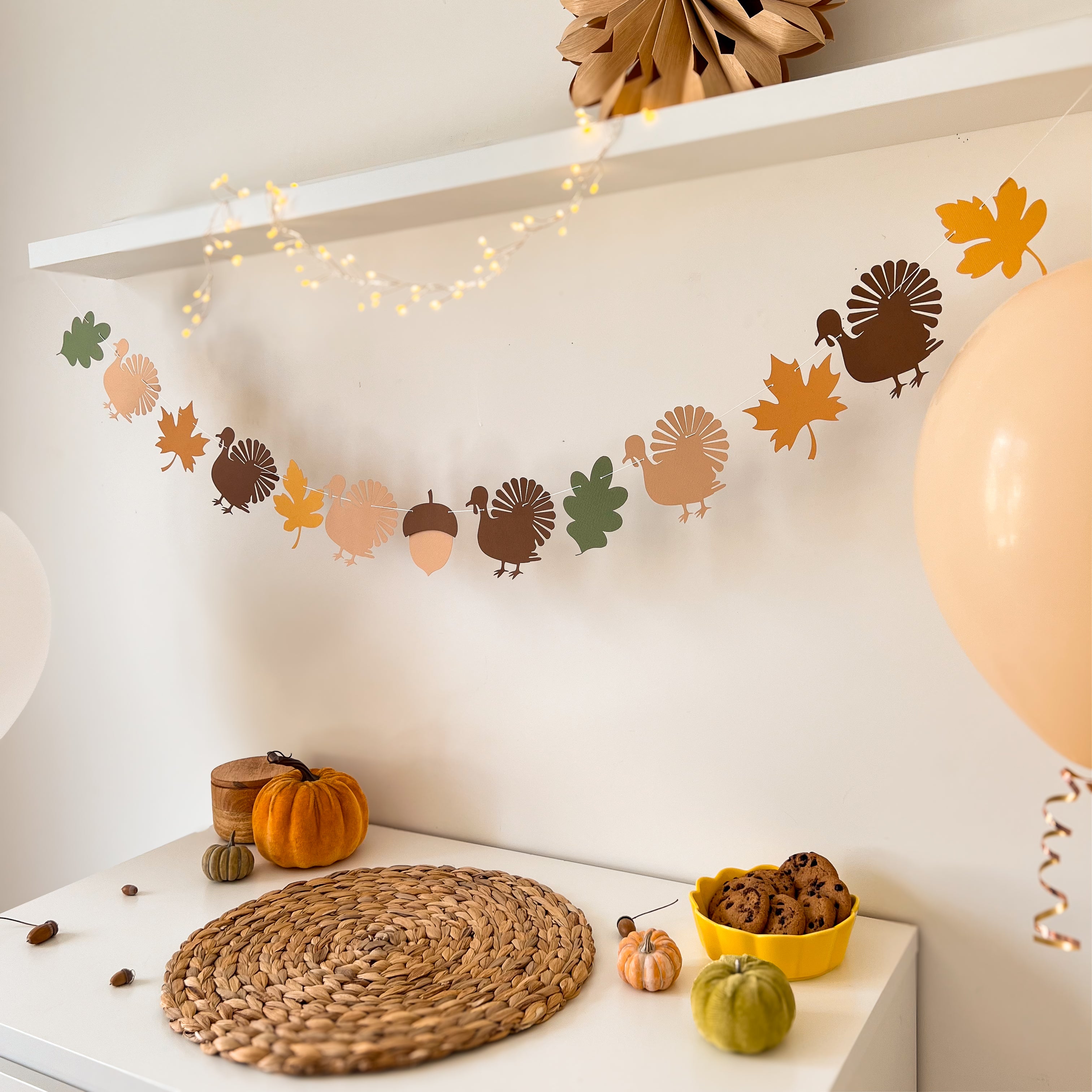 Turkey Garland Thanksgiving Decorations Fall Autumn Birthday 