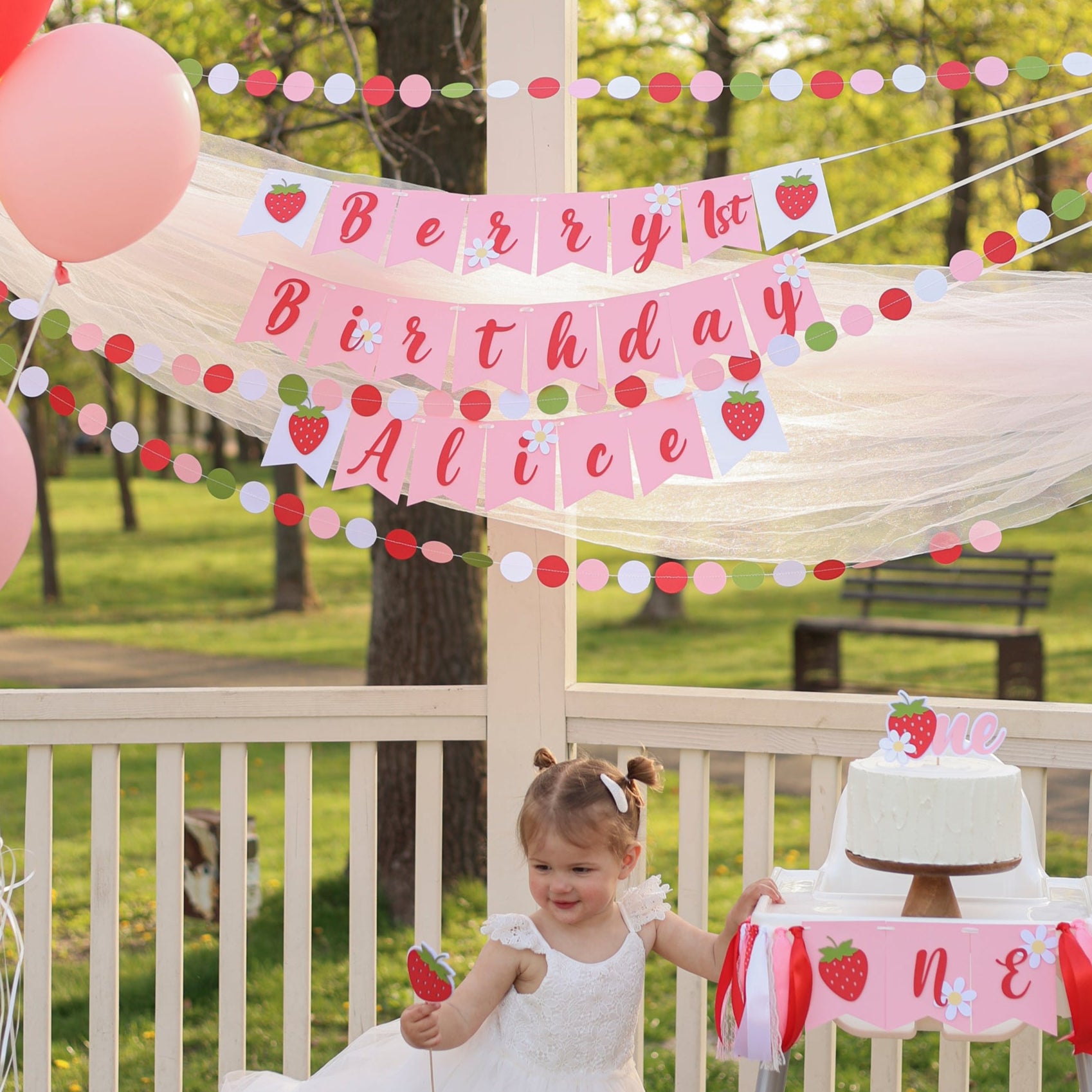 Berry Birthday Banner, Sweet Berry One, Strawberry Party Decorations