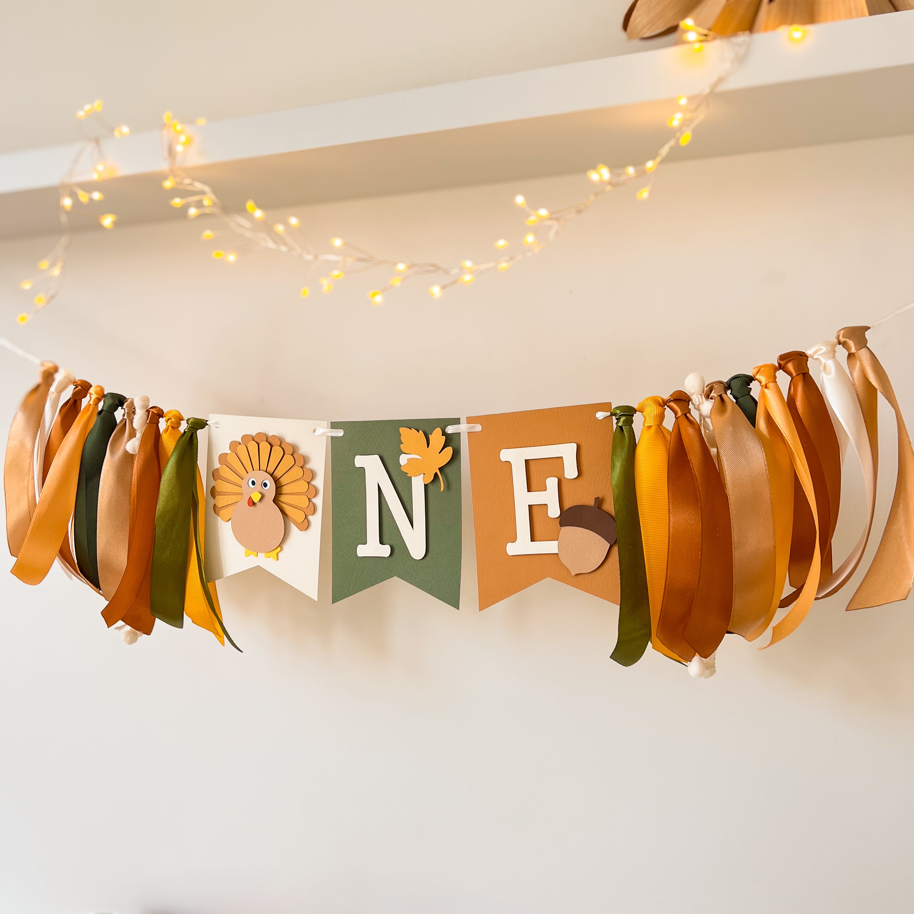 Turkey Highchair Banner Thanksgiving 1st Birthday Party Fall Birthday