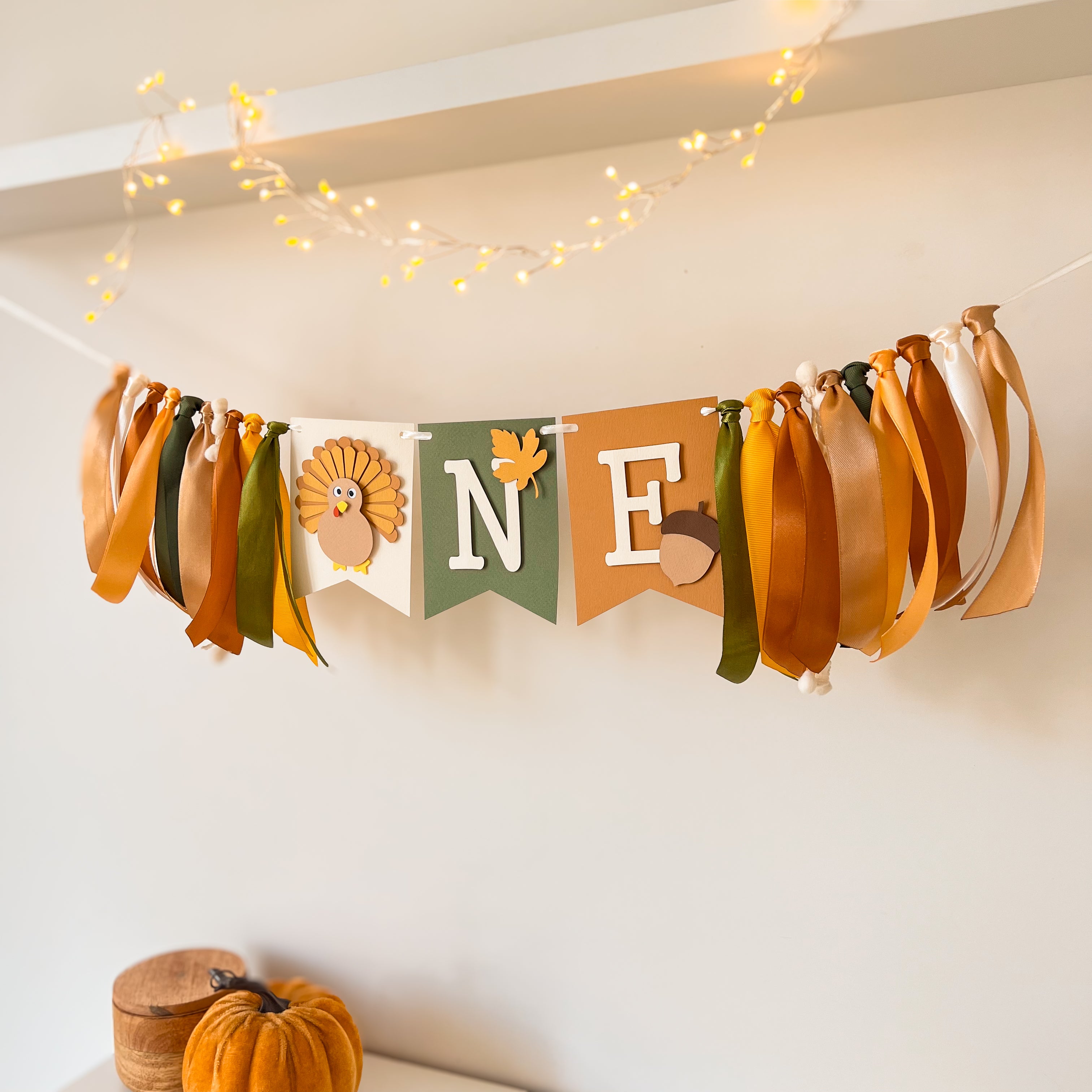 Turkey Highchair Banner Thanksgiving 1st Birthday Party Fall Birthday