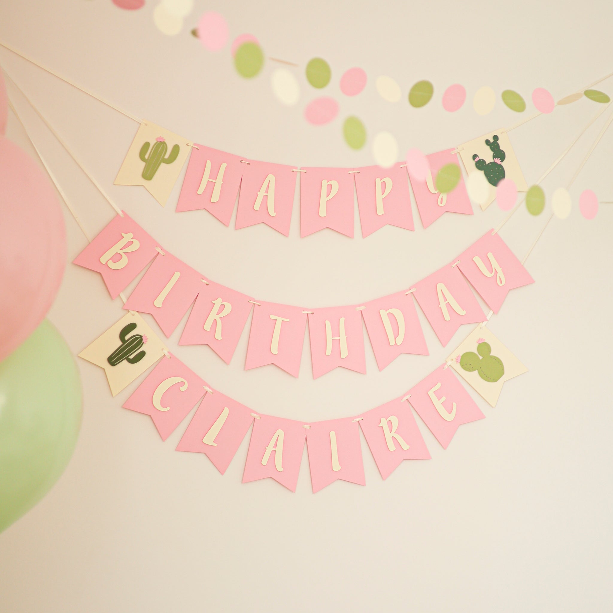 Cactus Girl Birthday Banner with Custom Name, One Prickly Pair First Birthday Decorations, Desert Party Decor