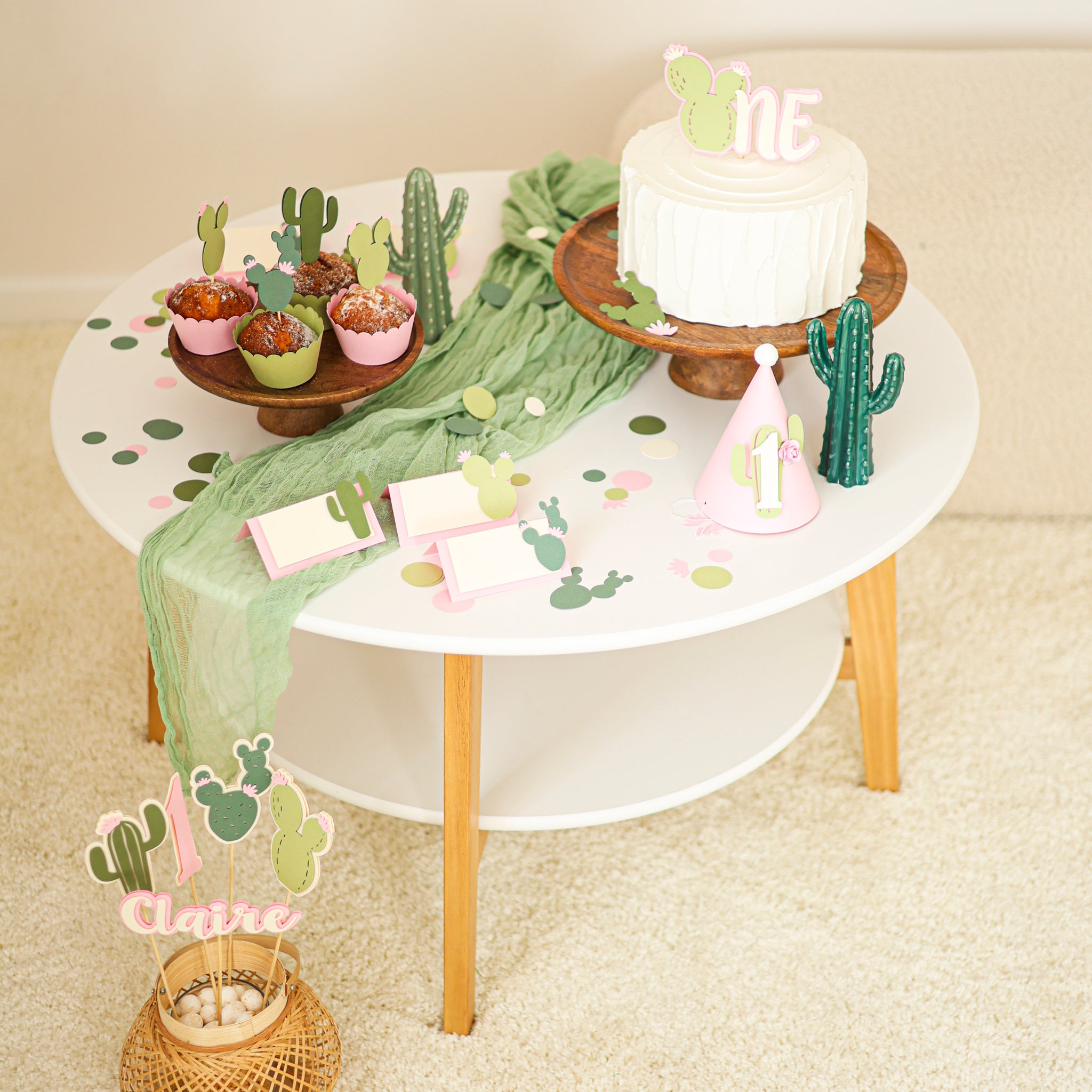 Cactus Cupcake Toppers, One Prickly Pair, Desert Baby Shower