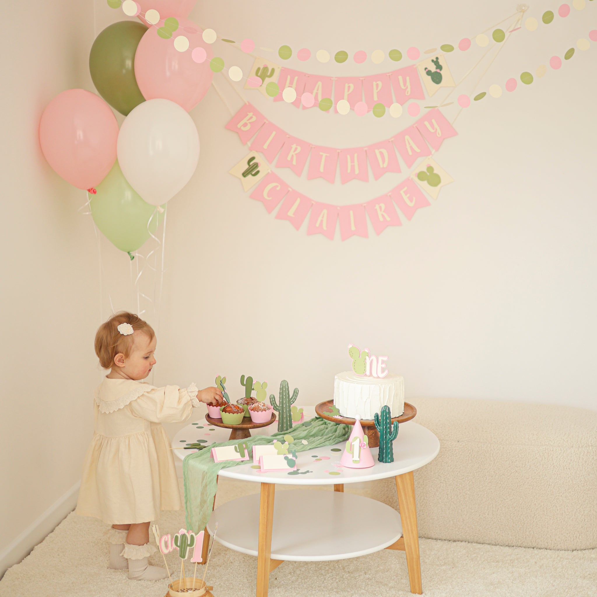 One Prickly Pair, Twin Girls 1st Birthday Party, Pink Cactus Decorations