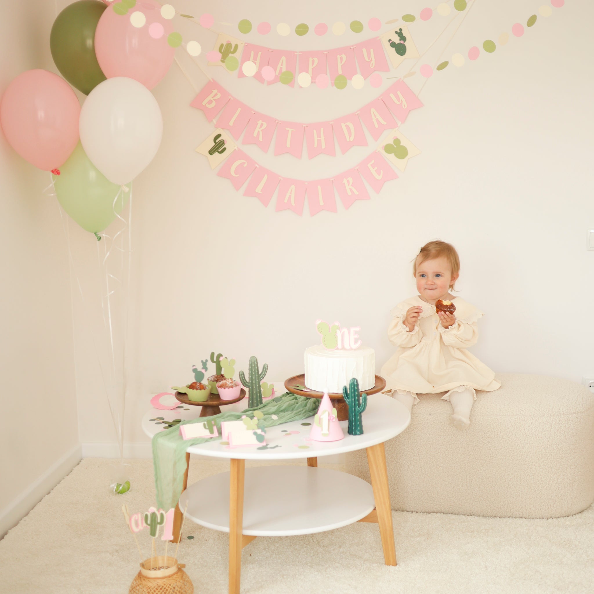 One Prickly Pair, Twin Girls 1st Birthday Party, Pink Cactus Decorations