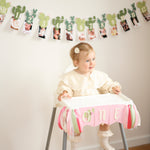 One Prickly Pair Highchair Banner, Twin Girls 1st Birthday Party, Pink Cactus Decorations