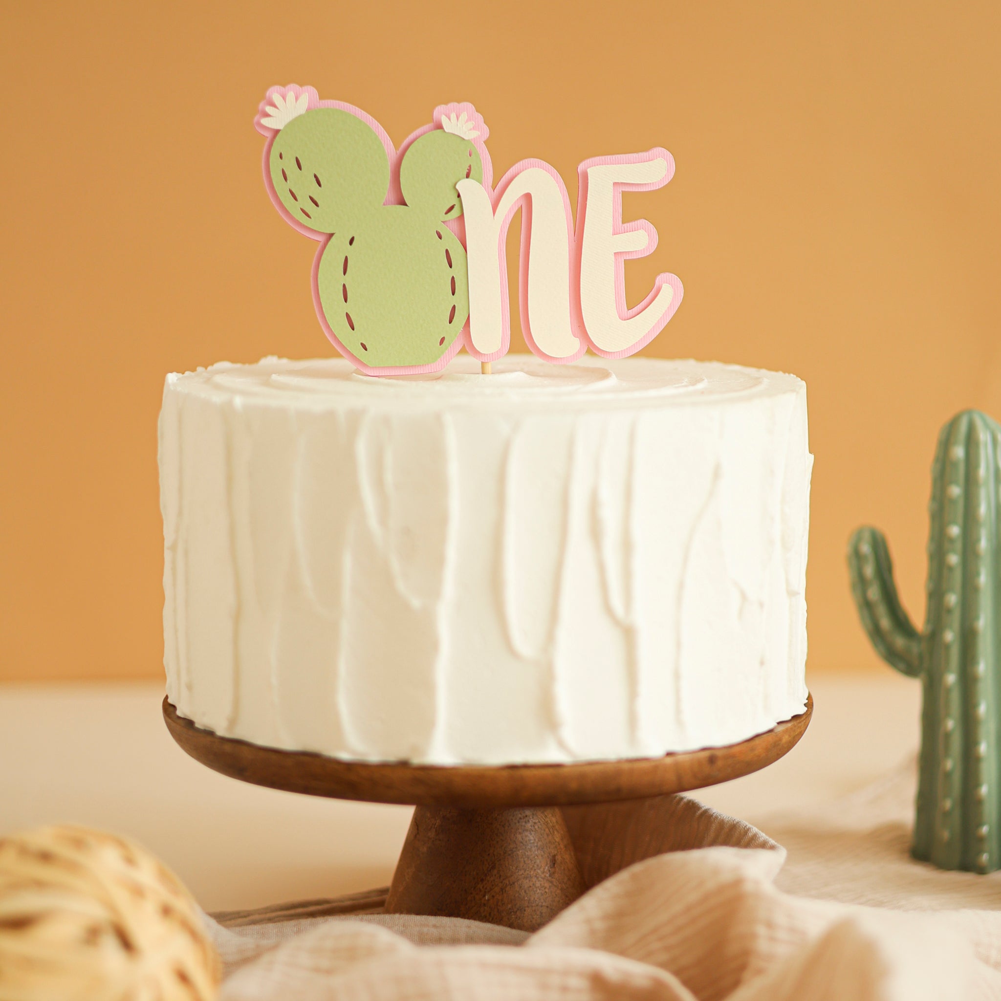 One Prickly Pair Cake Topper, Twin Girls 1st Birthday Party, Pink Cactus Decorations