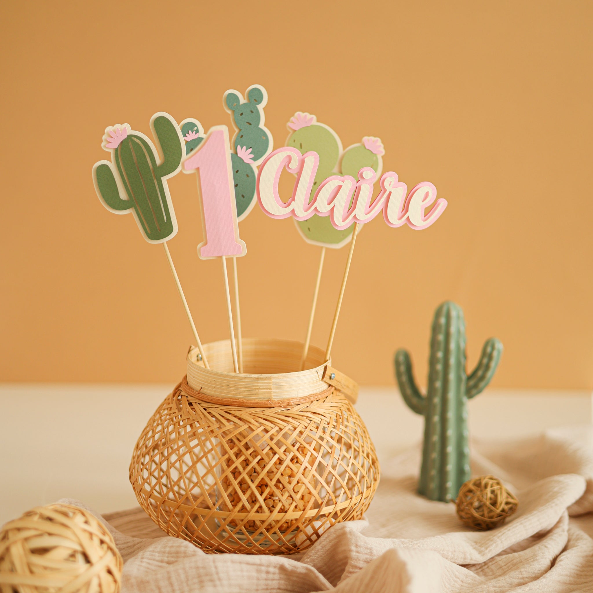 Cactus Centerpieces Sticks, One Prickly Pair, Desert Party, Twin Girls Birthday