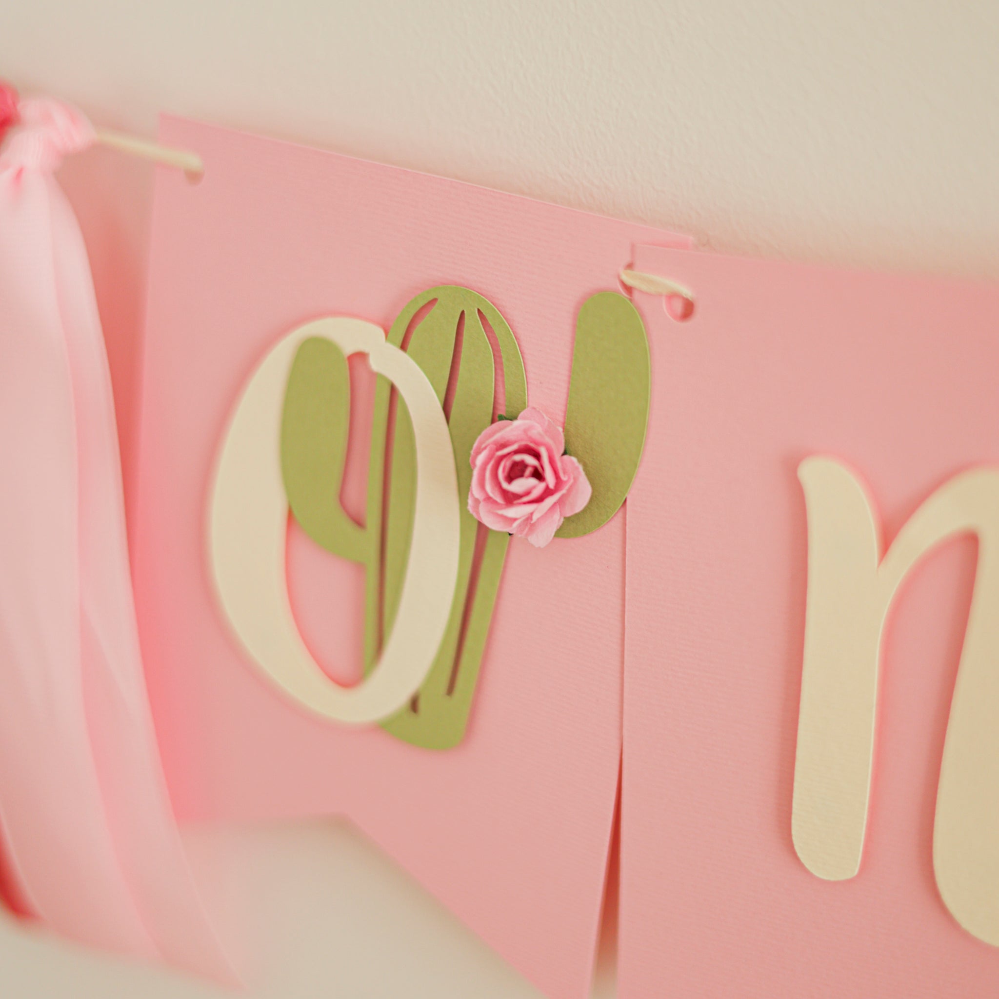 One Prickly Pair Highchair Banner, Twin Girls 1st Birthday Party, Pink Cactus Decorations