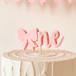 Handcrafted 3D pink bow cake topper for baby shower and birthday cake