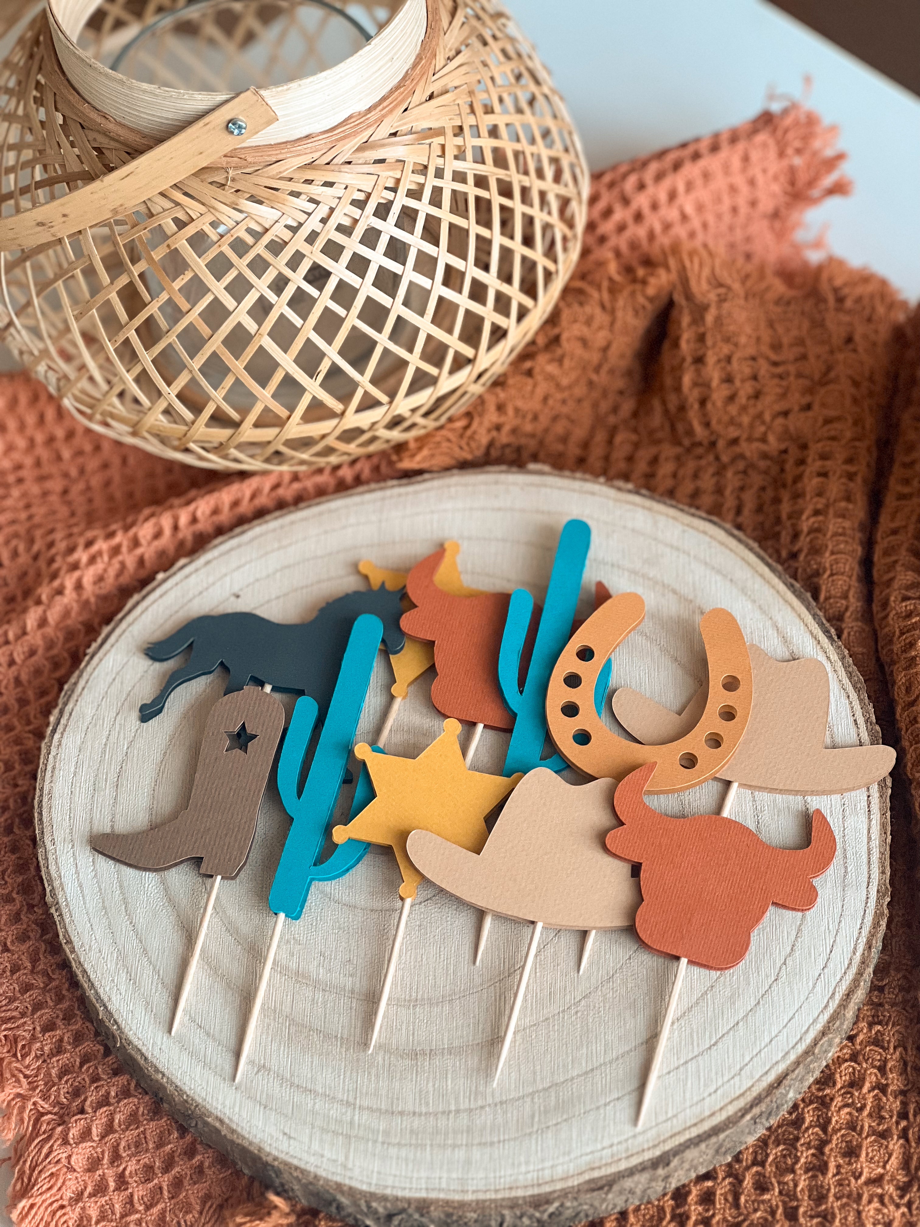 Cowboy Rodeo Cupcake Toppers My First Rodeo Party Supplies Wild West Party Theme Cowboy Birthday Party theme 