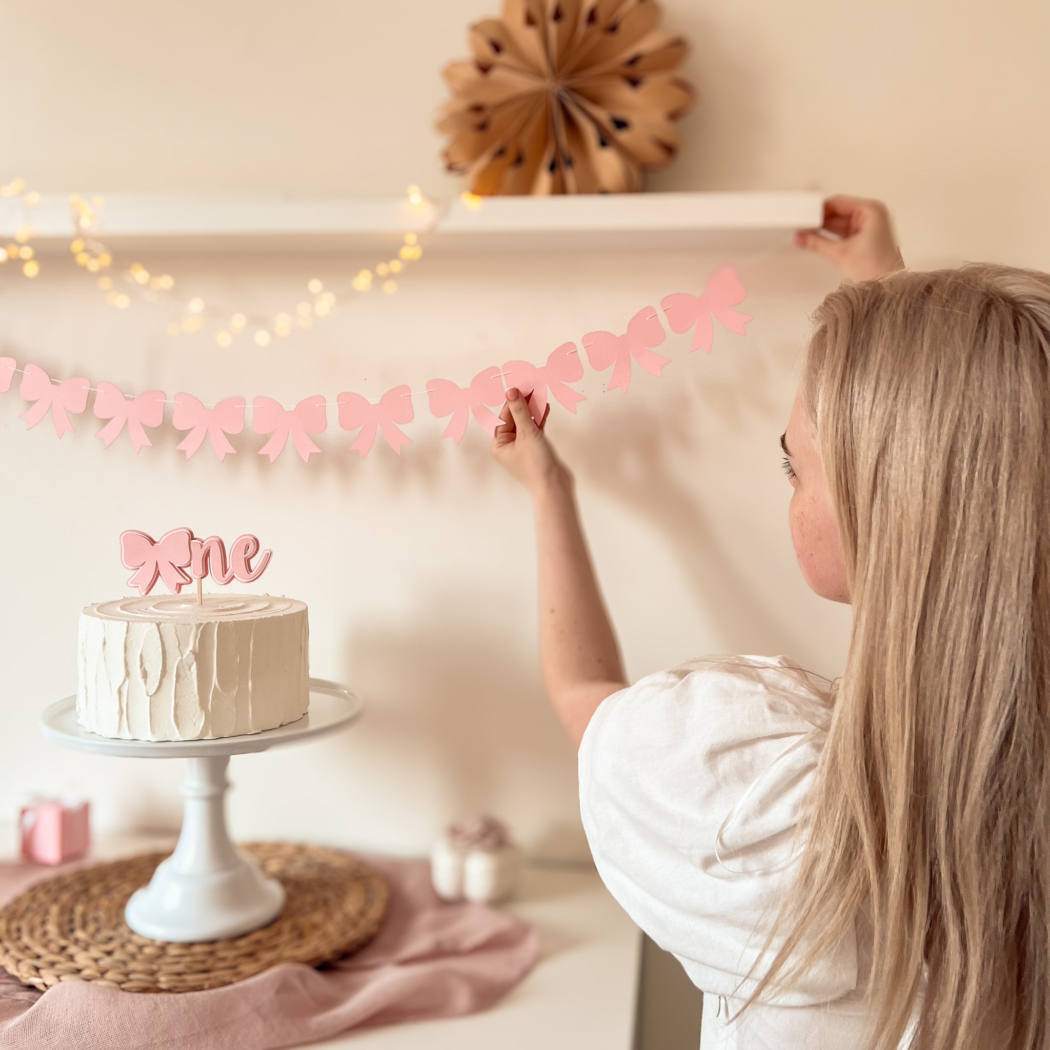 Bow ONE Highchair Banner | 1st Birthday Cake Smash Decor