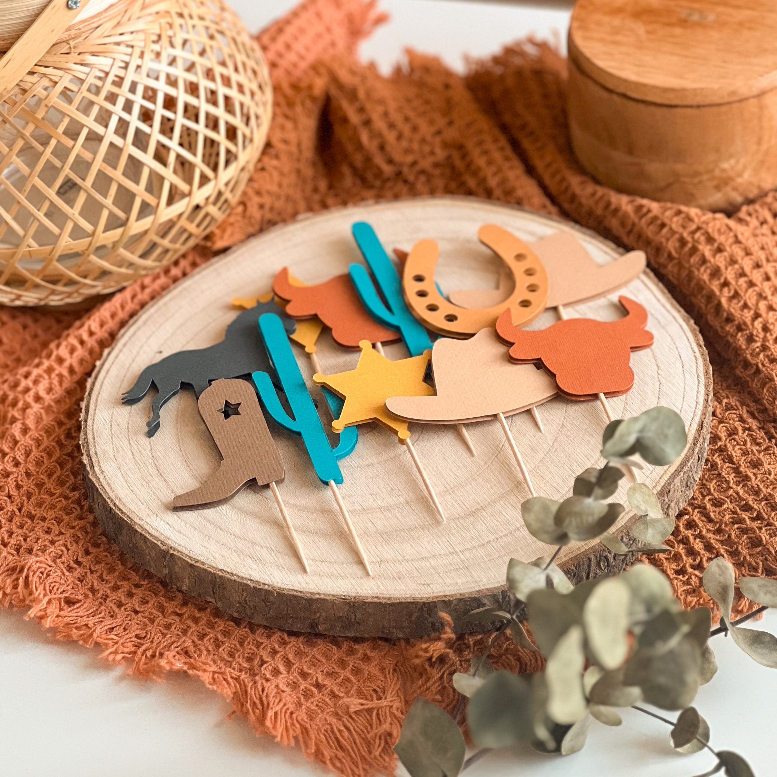 Cowboy Rodeo Cupcake Toppers My First Rodeo Party Supplies Wild West Party Theme Cowboy Birthday Party theme 