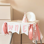 Bow ONE Highchair Banner | 1st Birthday Cake Smash Decor