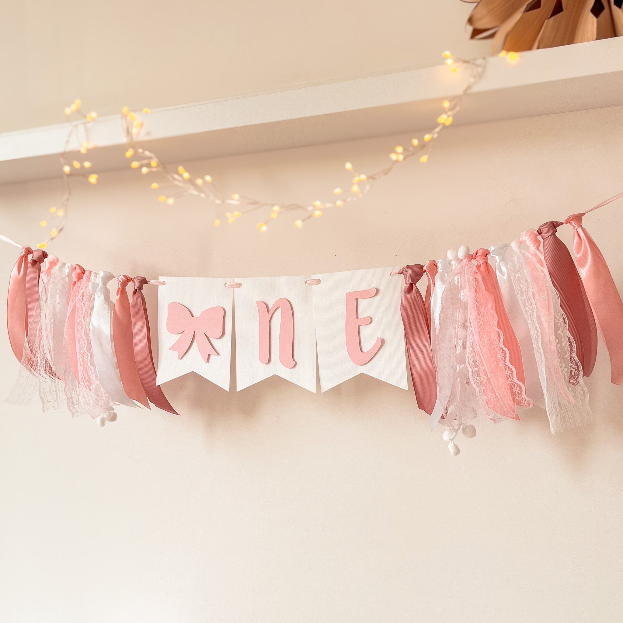 Bow ONE Highchair Banner | 1st Birthday Cake Smash Decor
