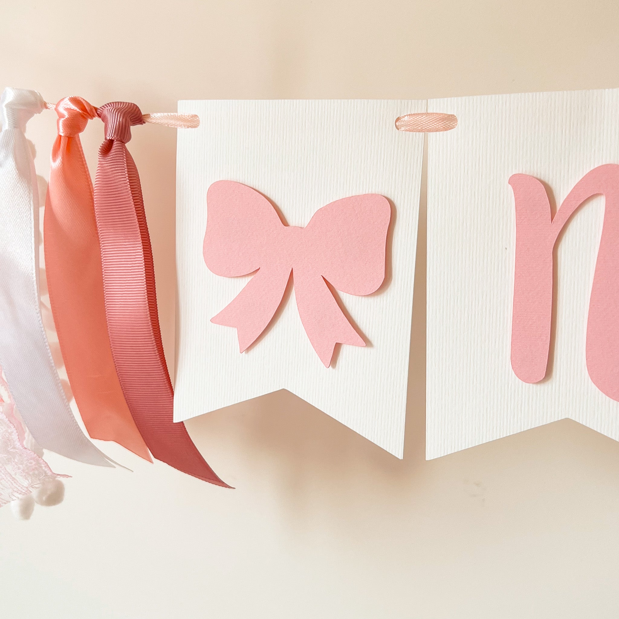 Bow ONE Highchair Banner | 1st Birthday Cake Smash Decor