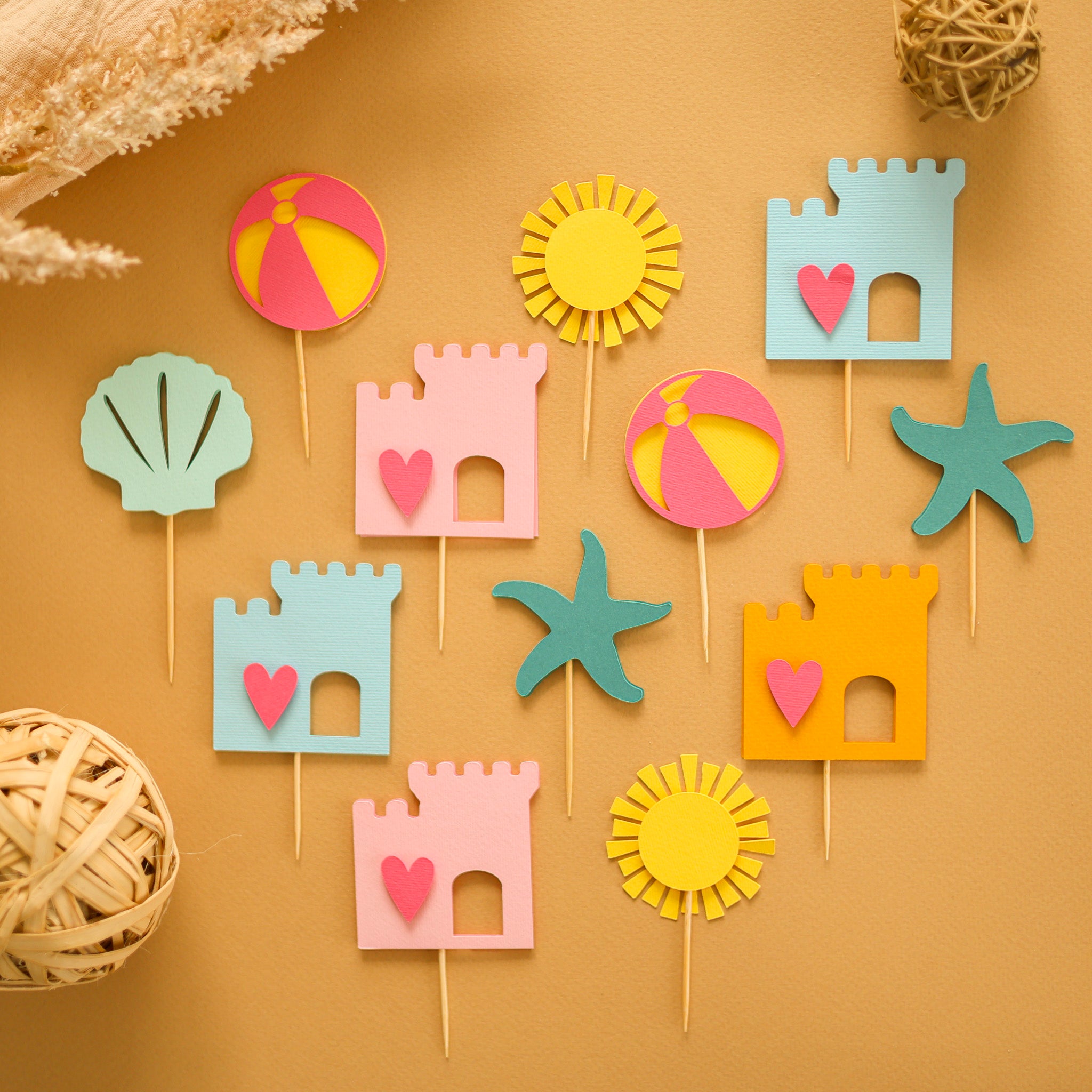 Beach Ball Cupcake Toppers, Splish Splash Birthday, Pool Party, Summer Fun party
