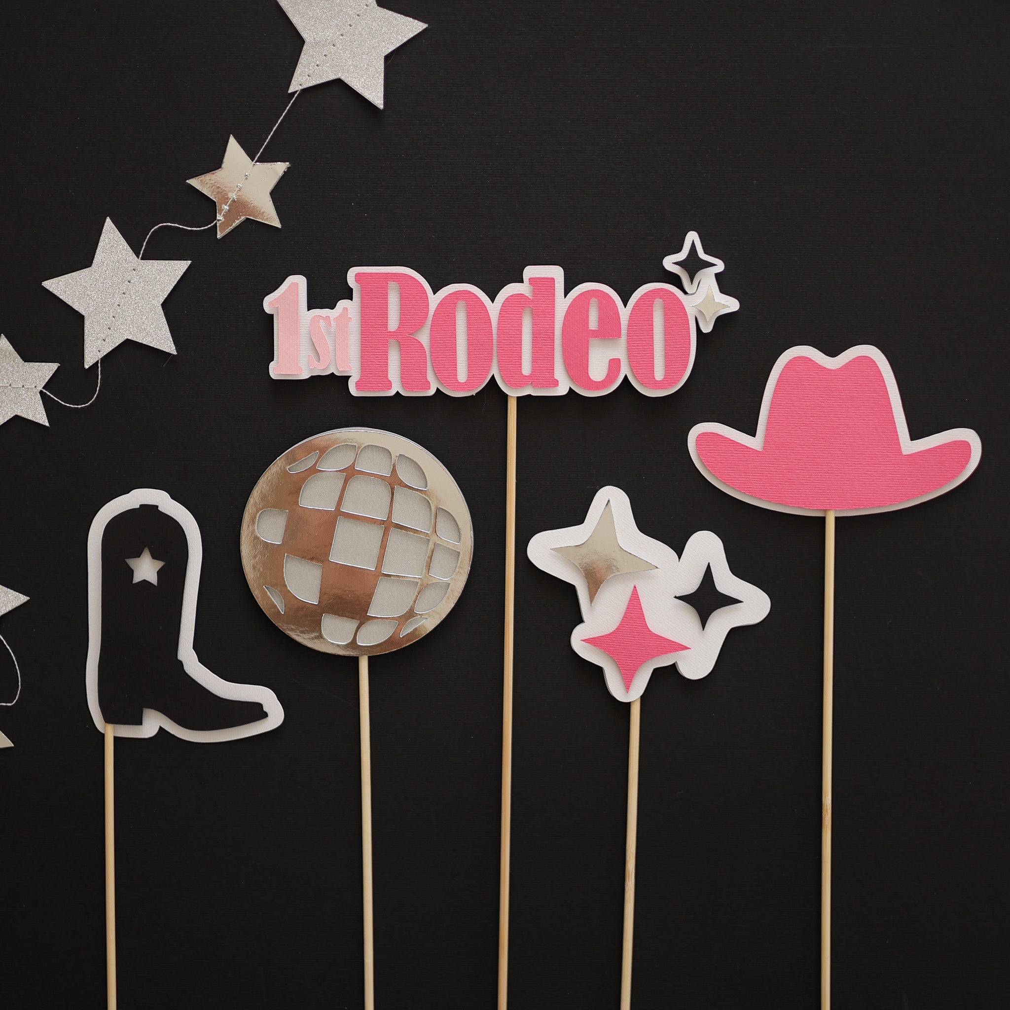 Rodeo Centerpieces My First Rodeo Birthday Disco Cowgirl and Man I Feel Like Im One themed party