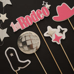 Rodeo Centerpieces My First Rodeo Birthday Disco Cowgirl and Man I Feel Like Im One themed party
