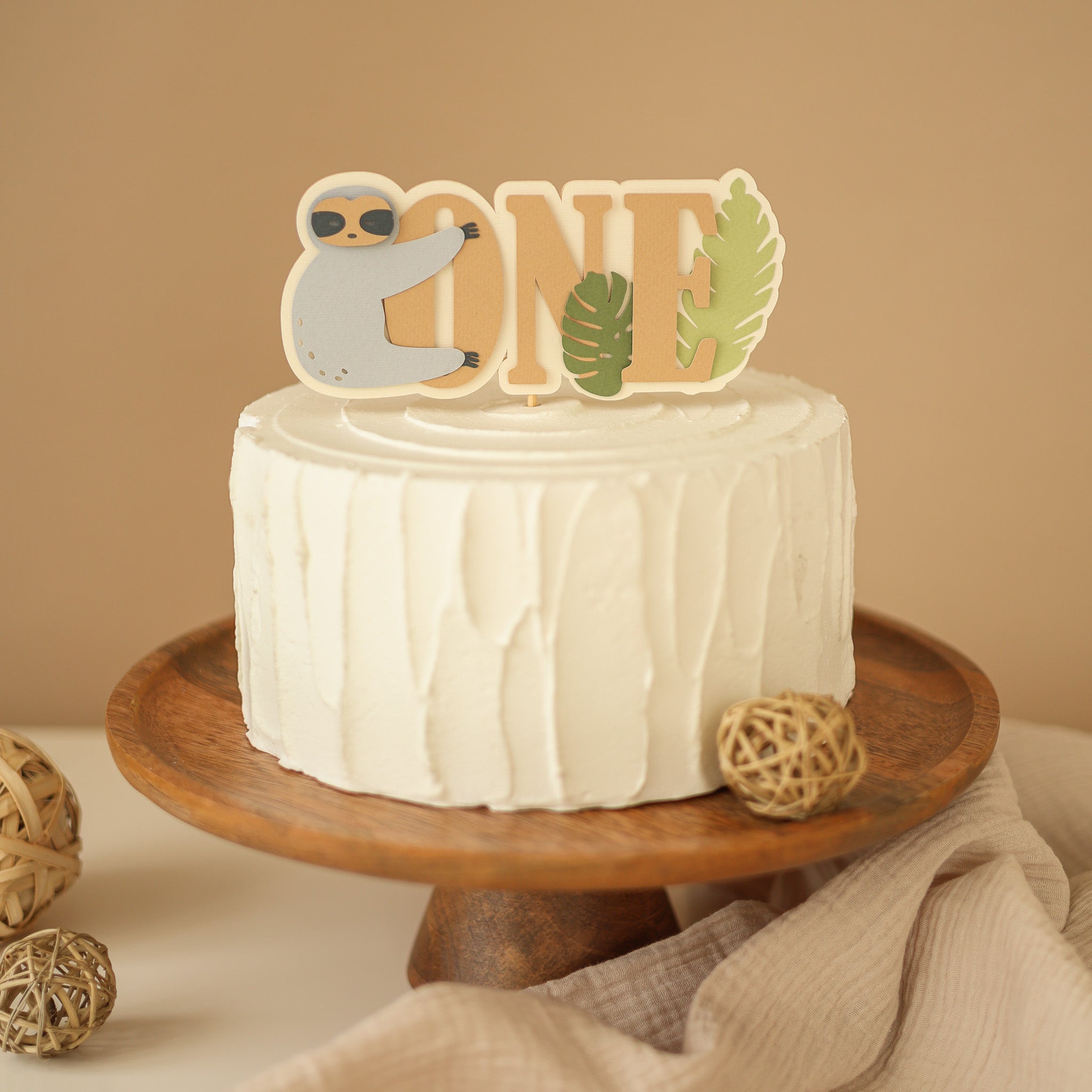 Sloth Cake Topper, Let's Hang Out Party, Jungle 1st Birthday Decorations