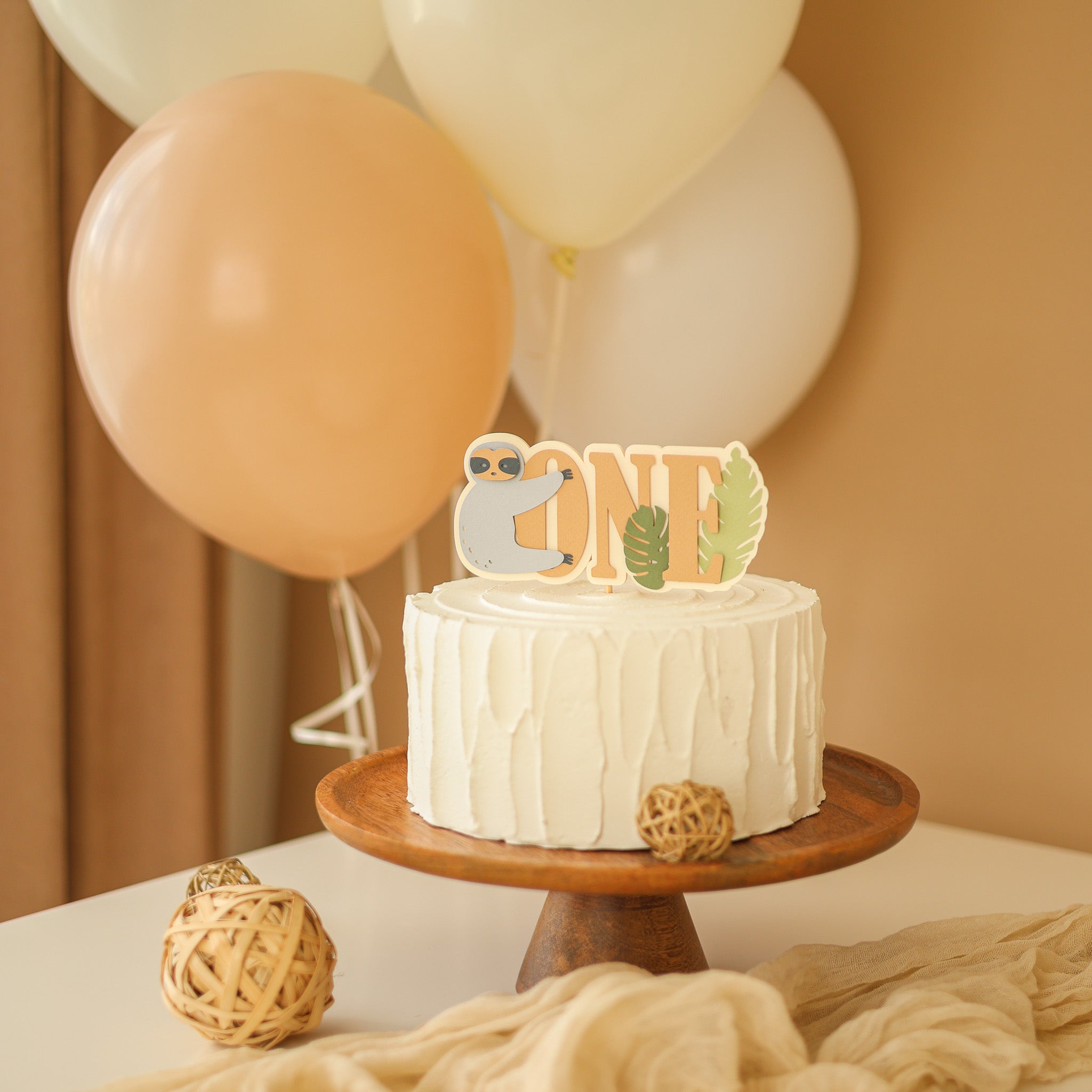 Sloth Cake Topper, Let's Hang Out Party, Jungle 1st Birthday Decorations