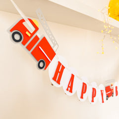 Firetruck Birthday Banner Fireman 1st Party Firefighter birthday Party