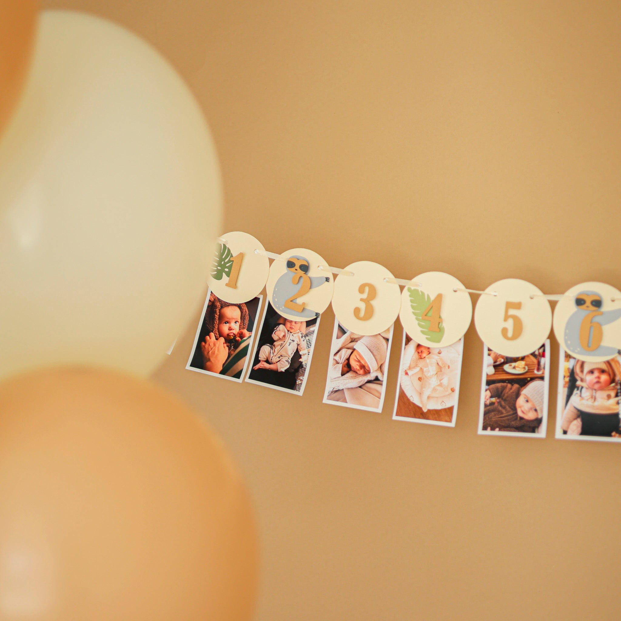 sloth first birthday photo banner, sloth monthly photo garland, baby's first year sloth banner, sloth milestone banner