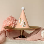 Half Birthday Party Hat Blush Gold Party Hat Half Birthday Blush Party Hat 1/2 Party Hat 