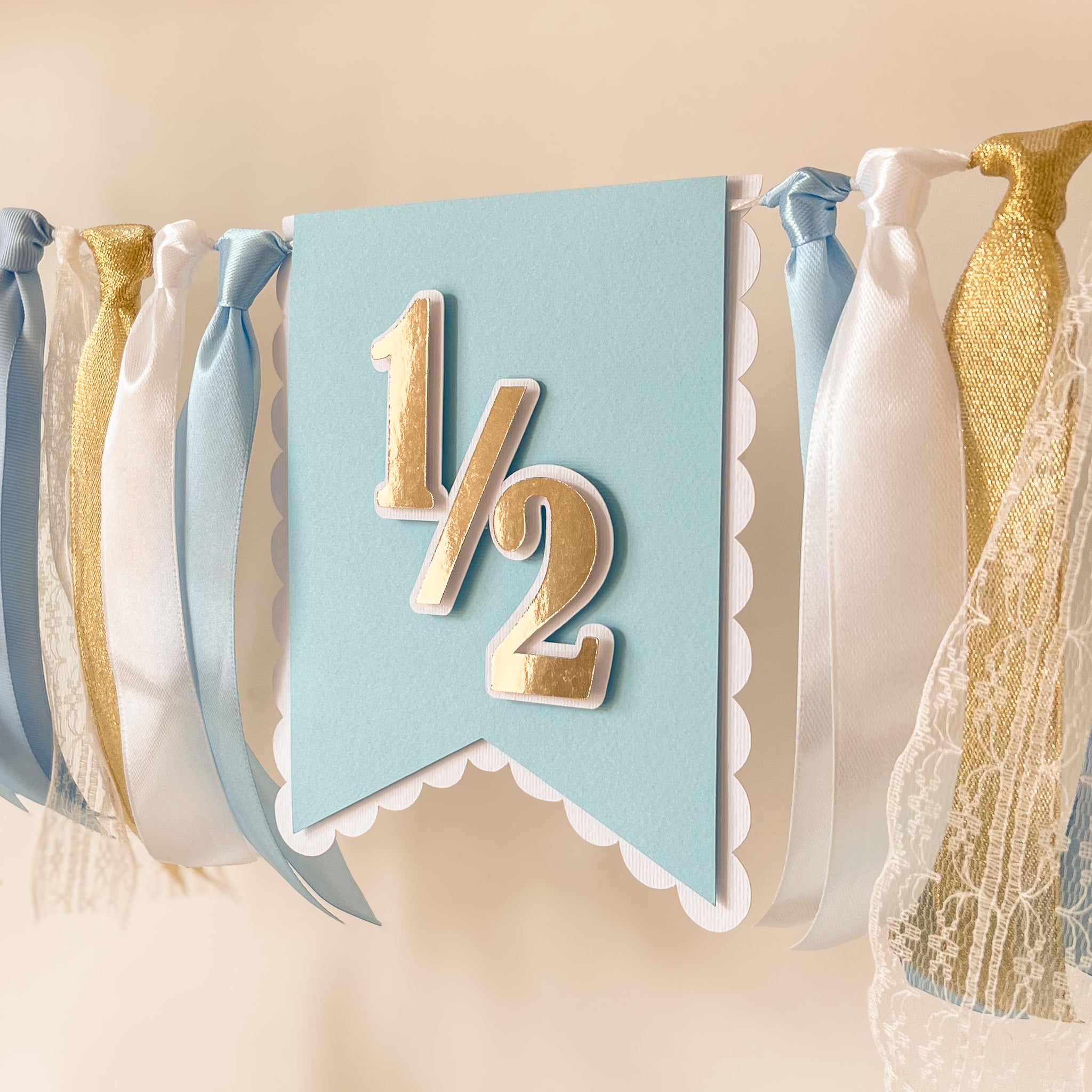 Half Birthday Boy Highchair Banner 1/2 or Half way to One Birthday