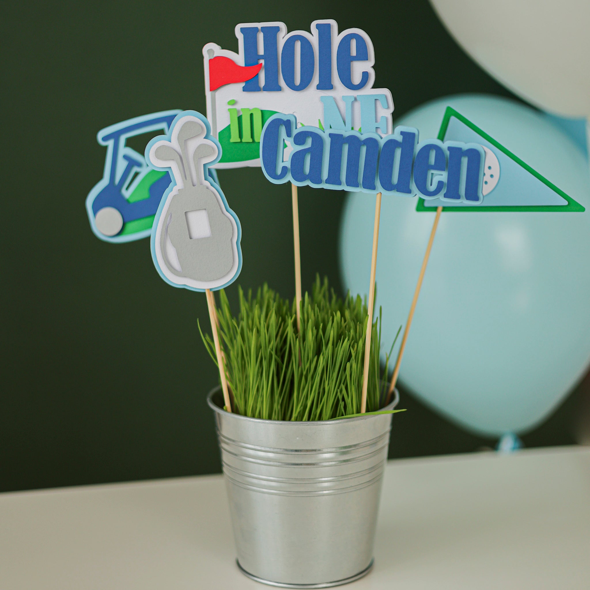 Hole in One Golf Birthday Centerpiece Kit - Sports Party Decor