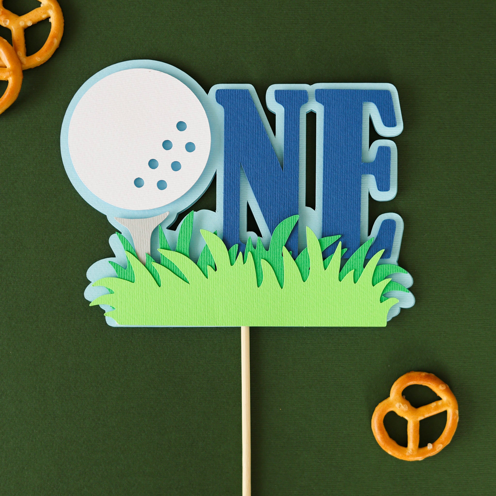 Hole in One Cake Topper - Golf 1st Birthday Party Decoration