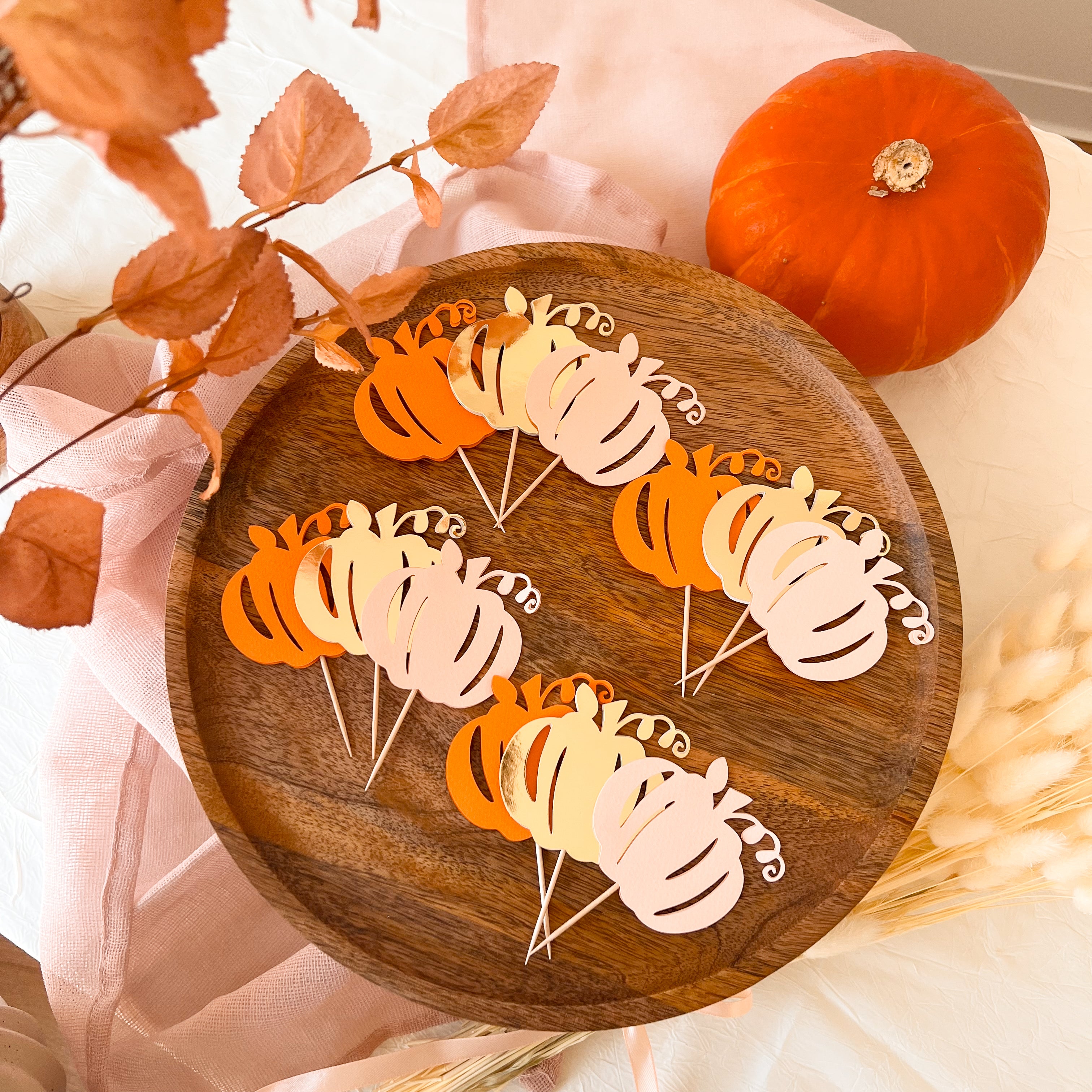 Autumn Pumpkin Cupcake Toppers Fall Pumpkin Baby Shower