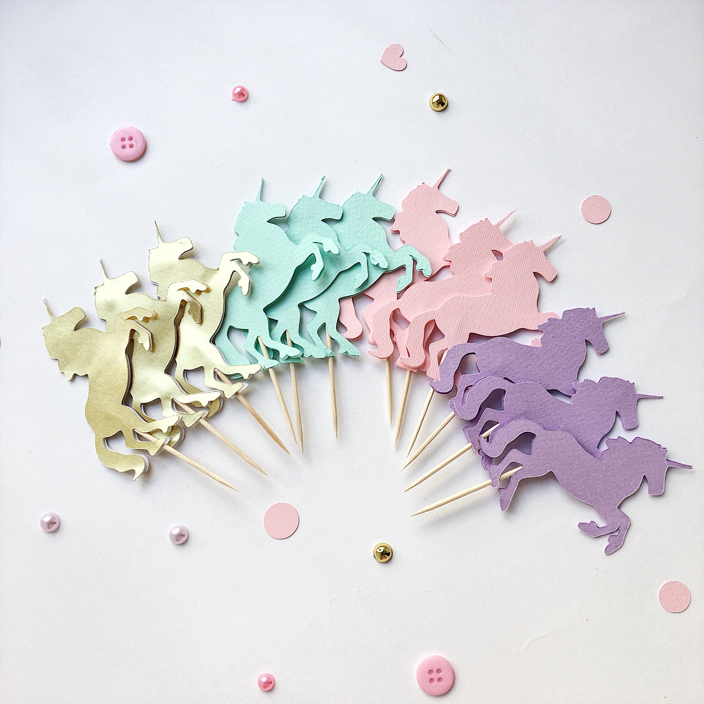 Unicorn Cupcake Toppers Unicorn themed Rainbow Birthday party 