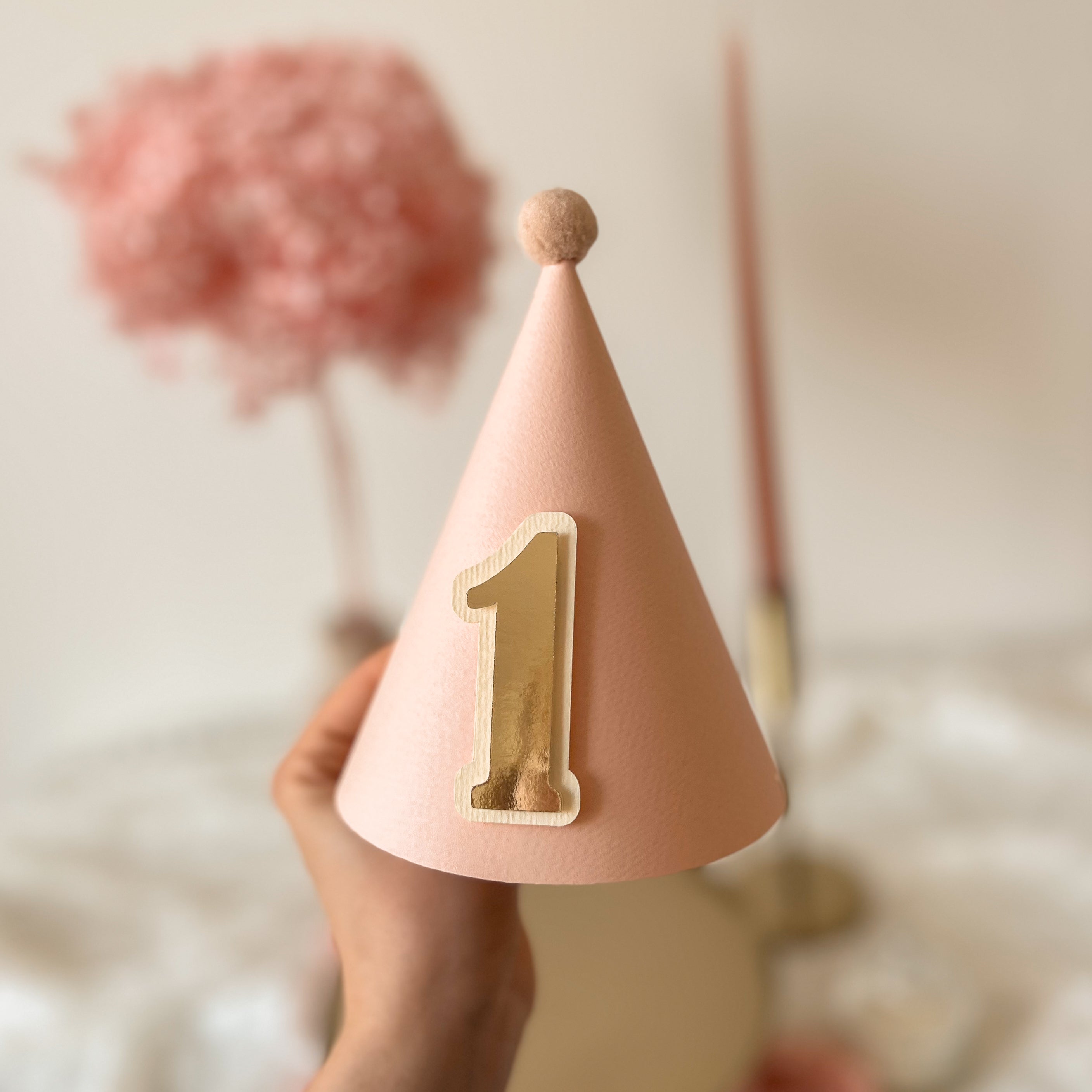 Girl 1st Birthday Party Hat Blush Gold Party Hat Blush Girl 1st Birthday