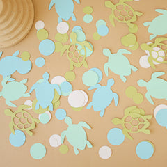 Turtle table confetti, Ocean themed Birthday party decor, Turtle Baby Shower