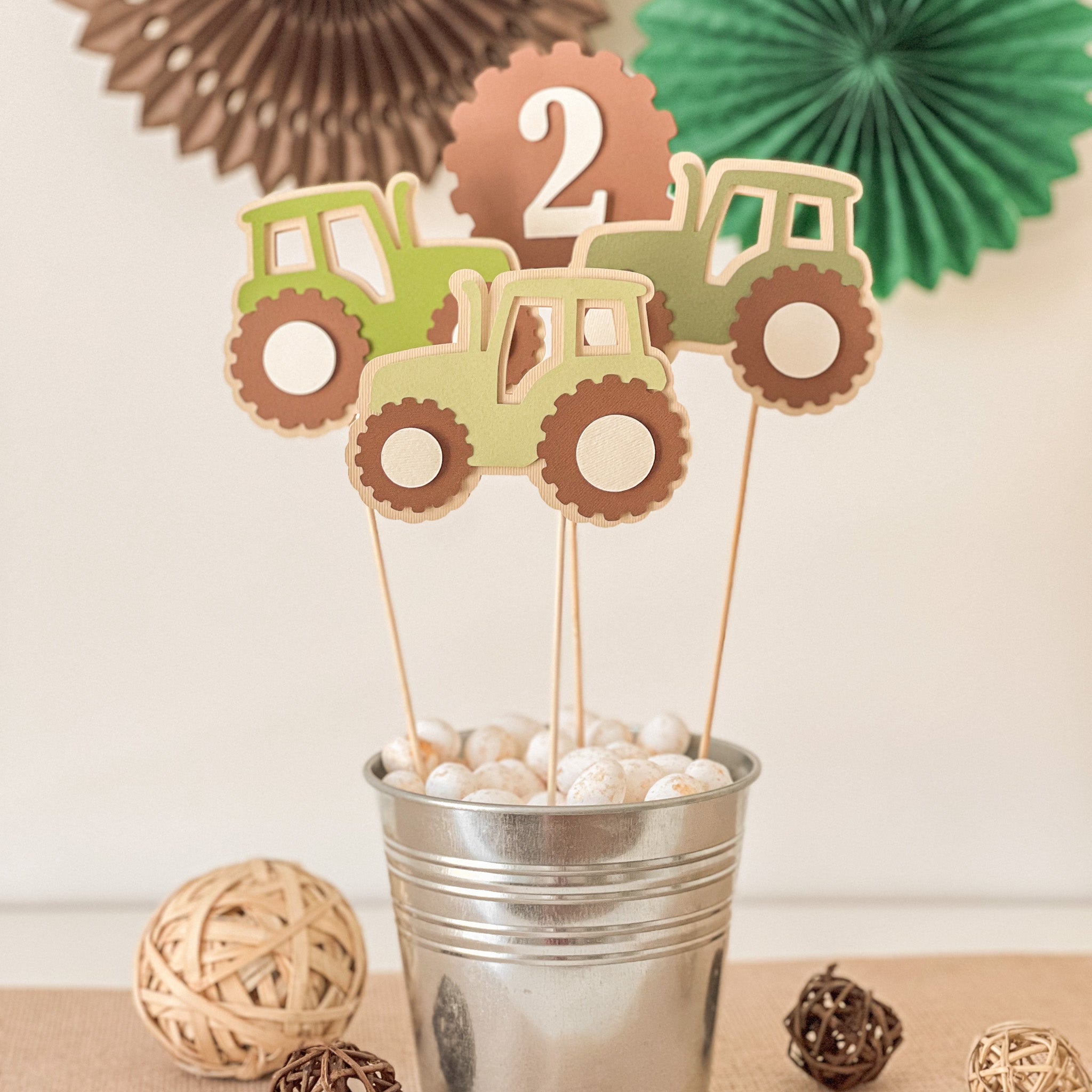 Tractor Centerpieces Farm theme Birthday party 