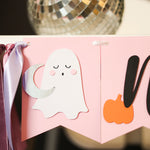 Pink Halloween Highchair Banner, Spooky One Birthday, Little Boo is One, First Boo Day Decorations