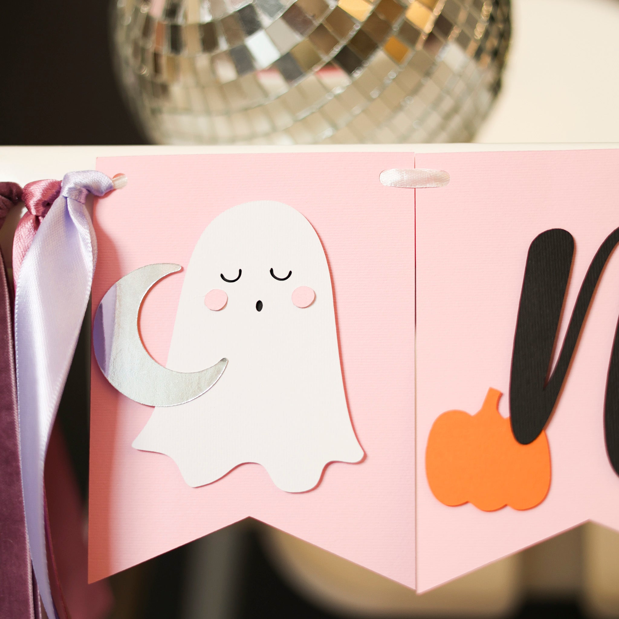 Pink Halloween Highchair Banner, Spooky One Birthday, Little Boo is One, First Boo Day Decorations